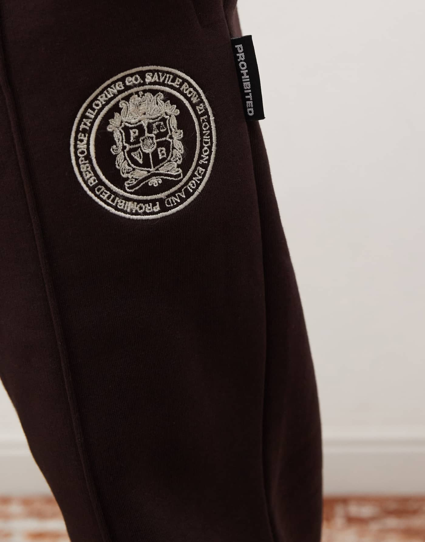 Prohibited seam detail sweat straight leg jogger co-ord in brown