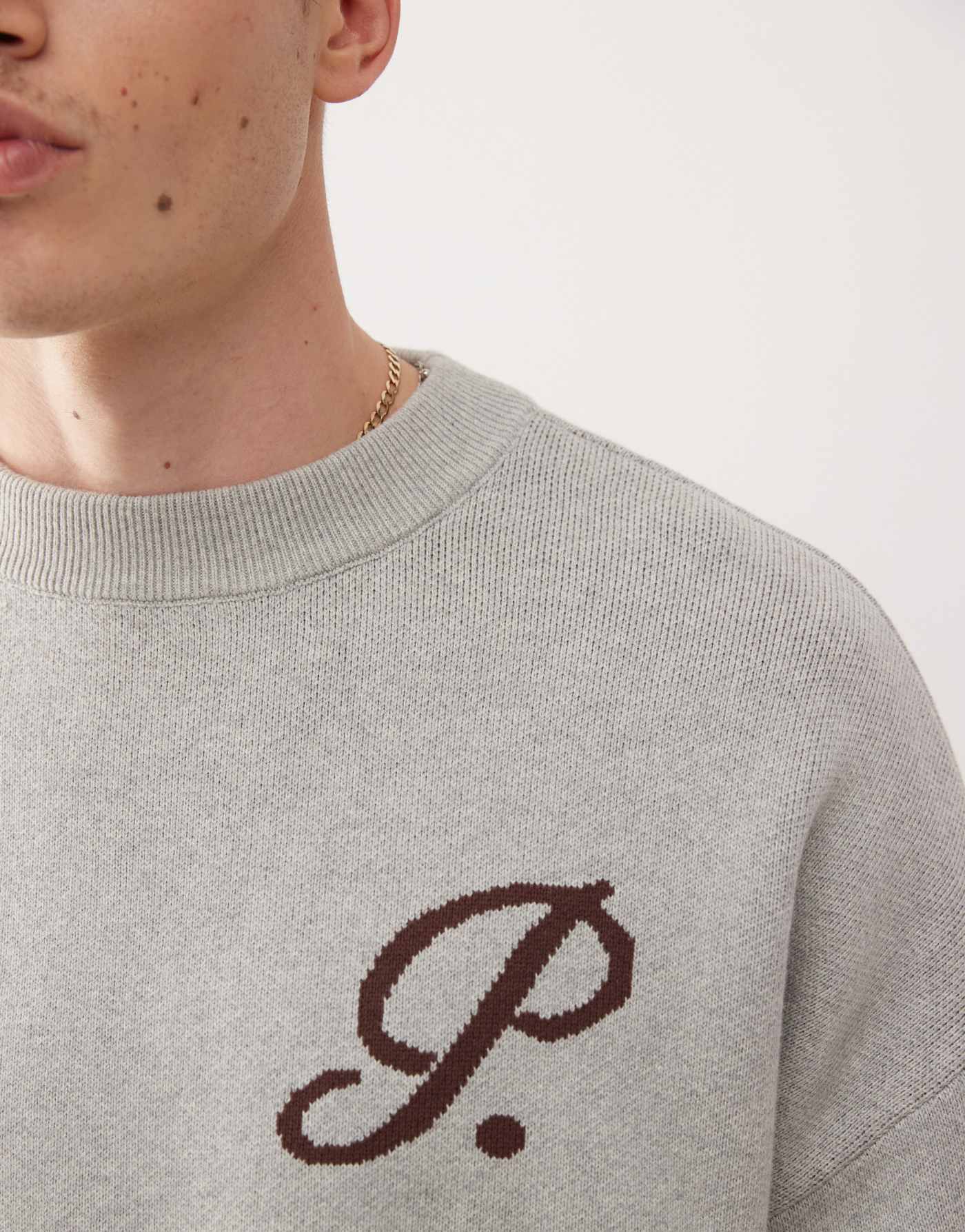 Prohibited logo detail knitted jumper in grey