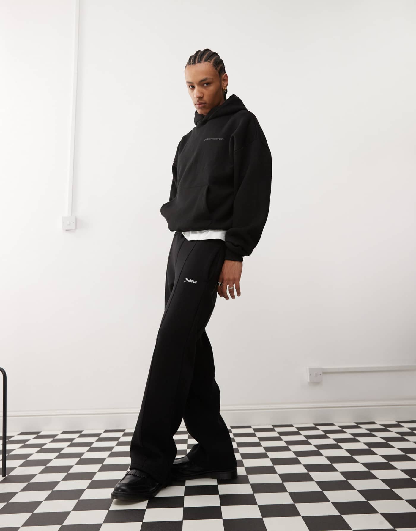 Prohibited tonal logo straight leg jogger co-ord in black