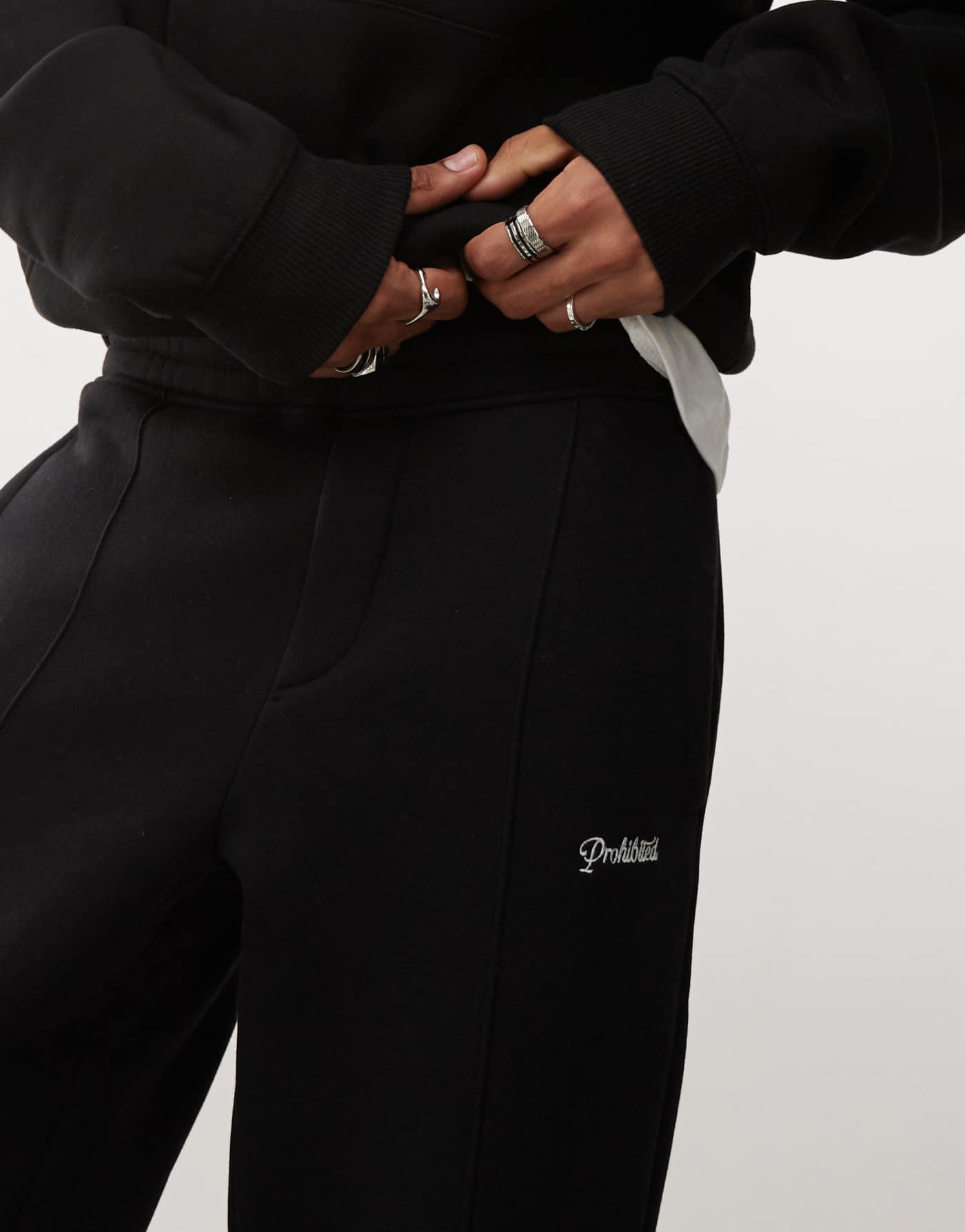 Prohibited tonal logo straight leg jogger co-ord in black