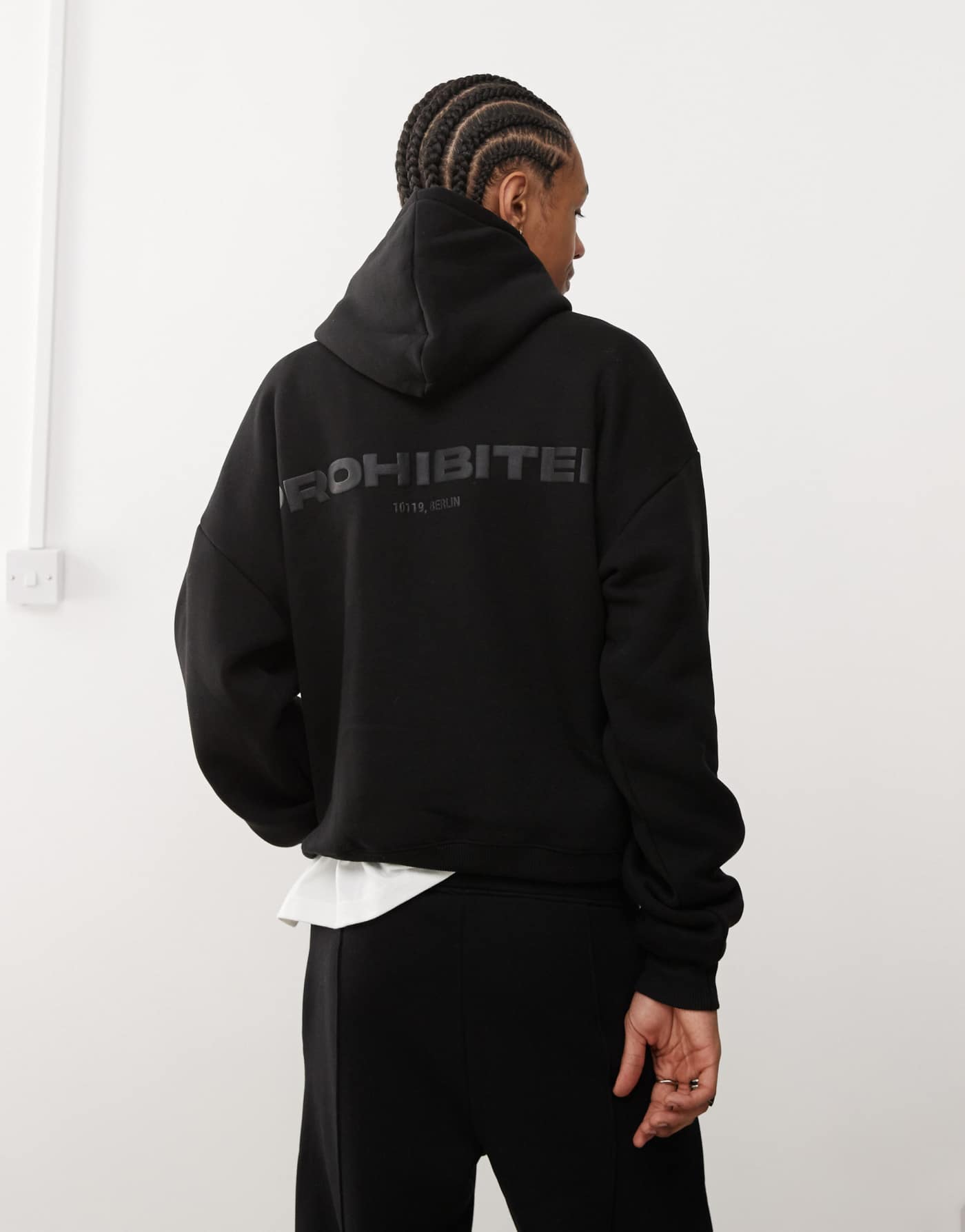 Prohibited tonal logo back print hoodie co-ord in black