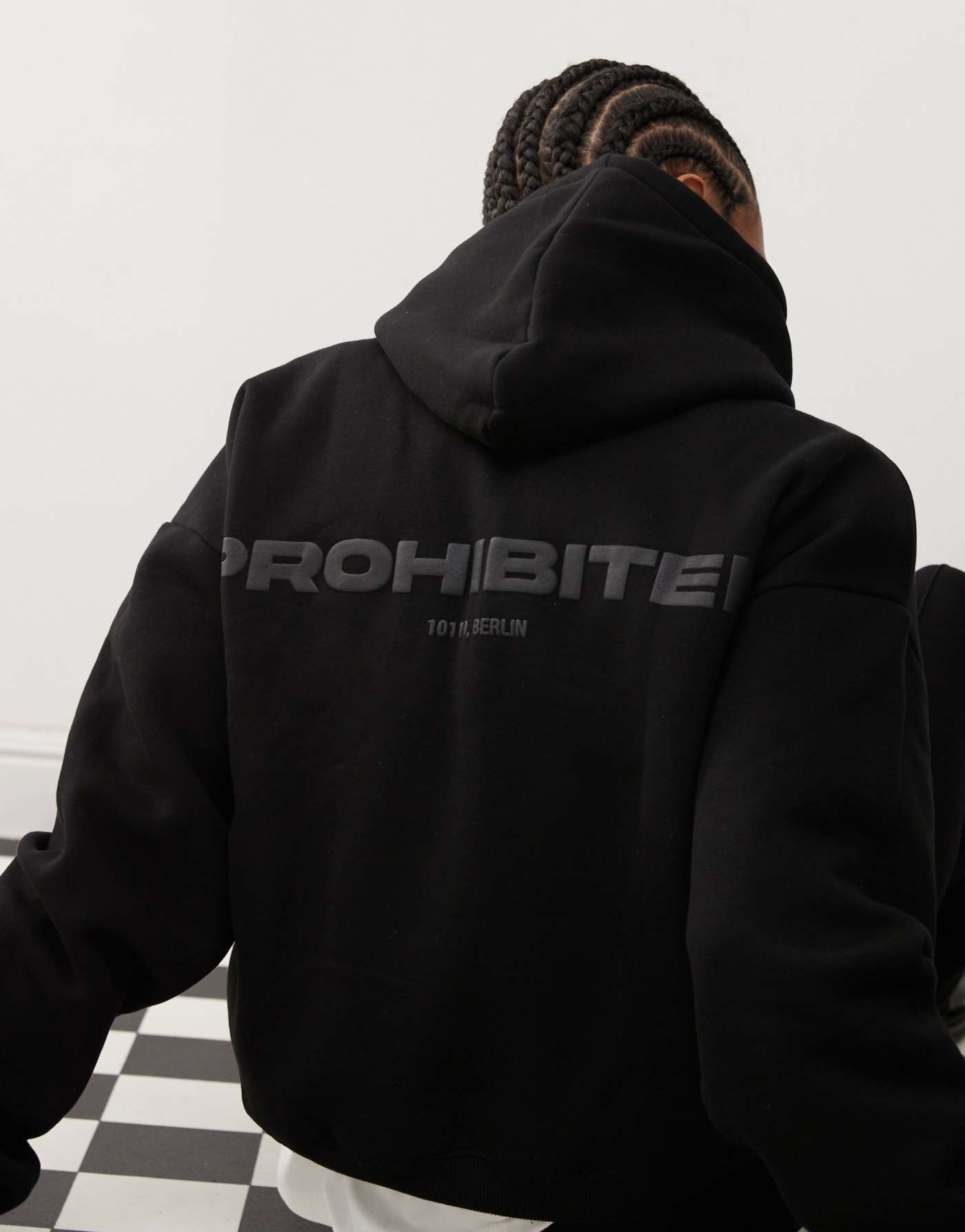 Prohibited tonal logo back print hoodie co-ord in black