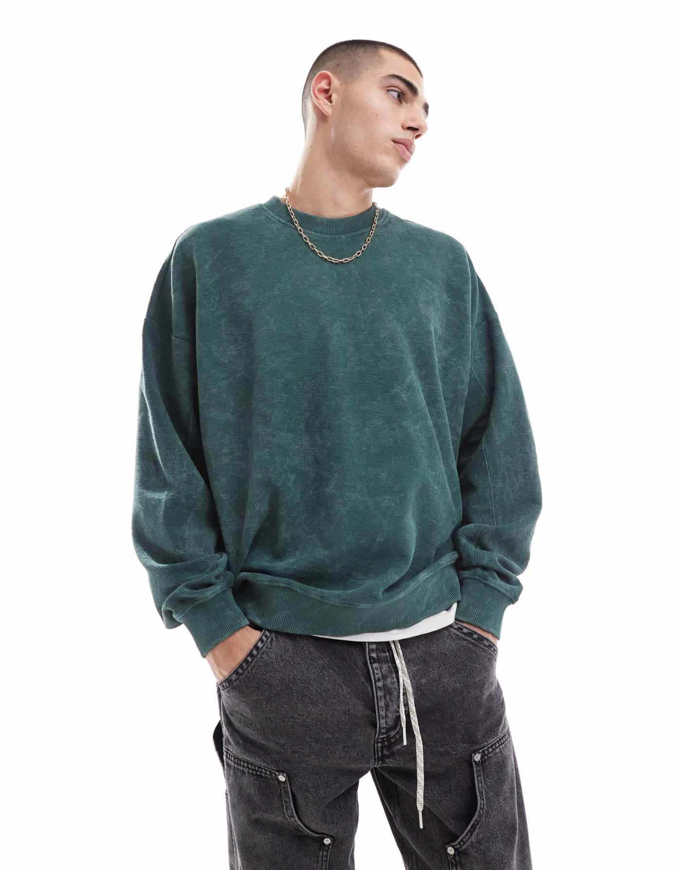 Bershka  textured sweatshirt in green