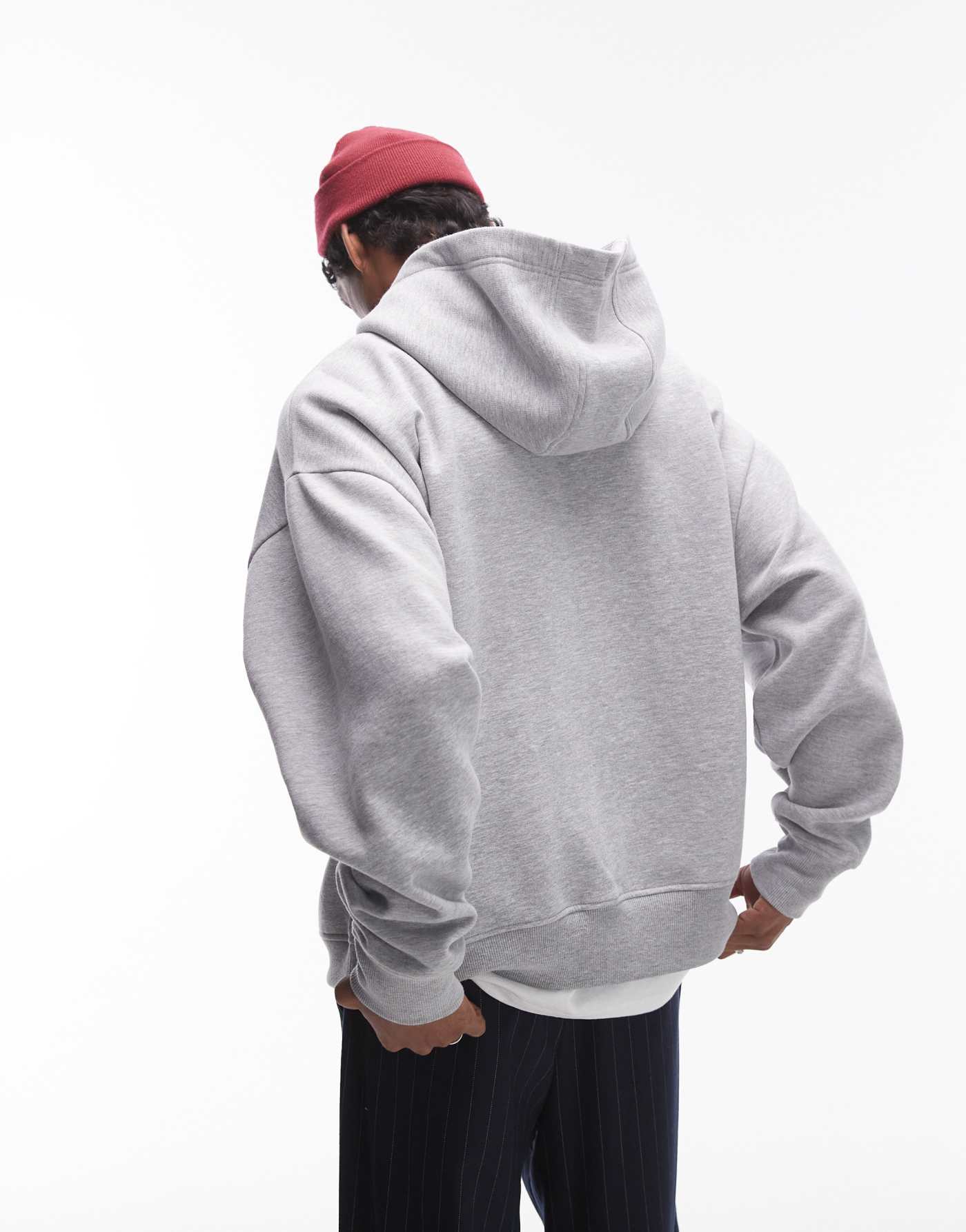 Topman oversized fit full zip hoodie in grey