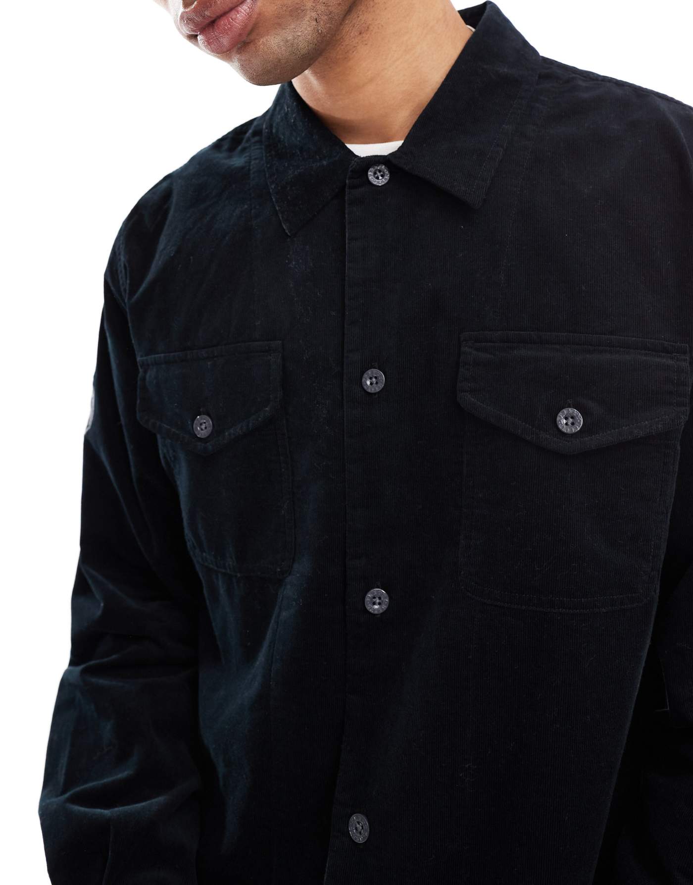 Pretty Green corduroy shirt in black