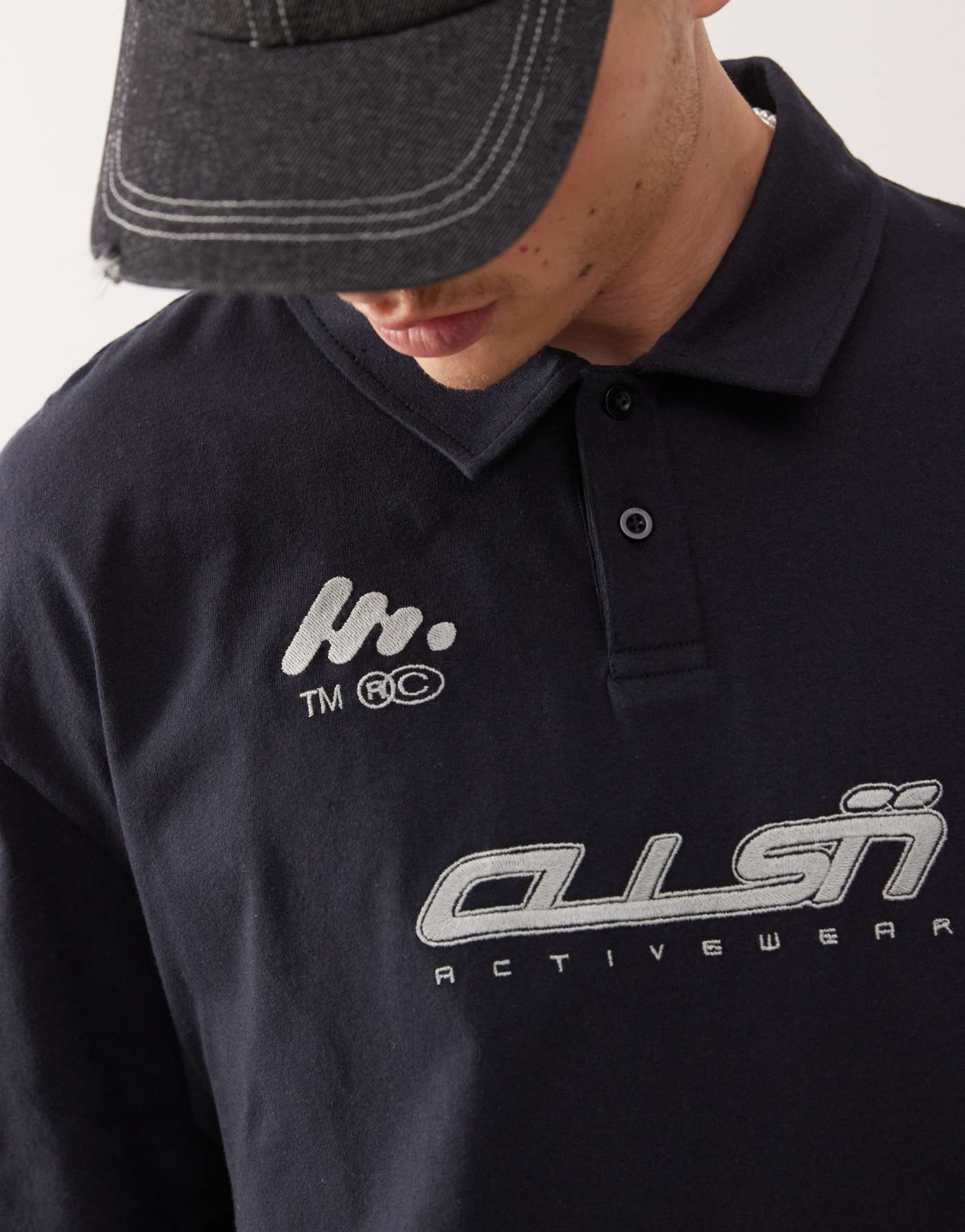 COLLUSION Polo football t-shirt in navy blue