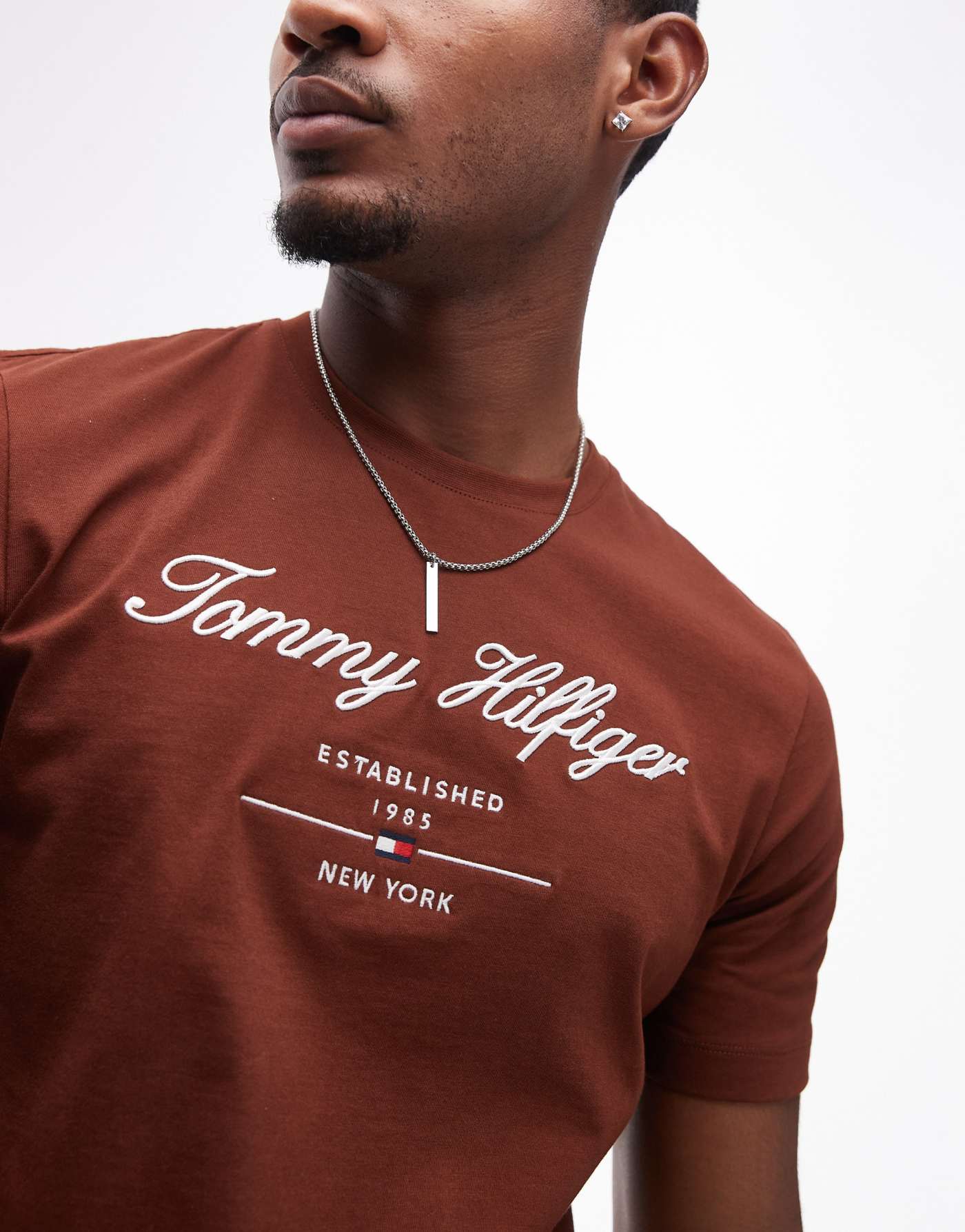 Tommy Hilfiger script logo t-shirt in brown