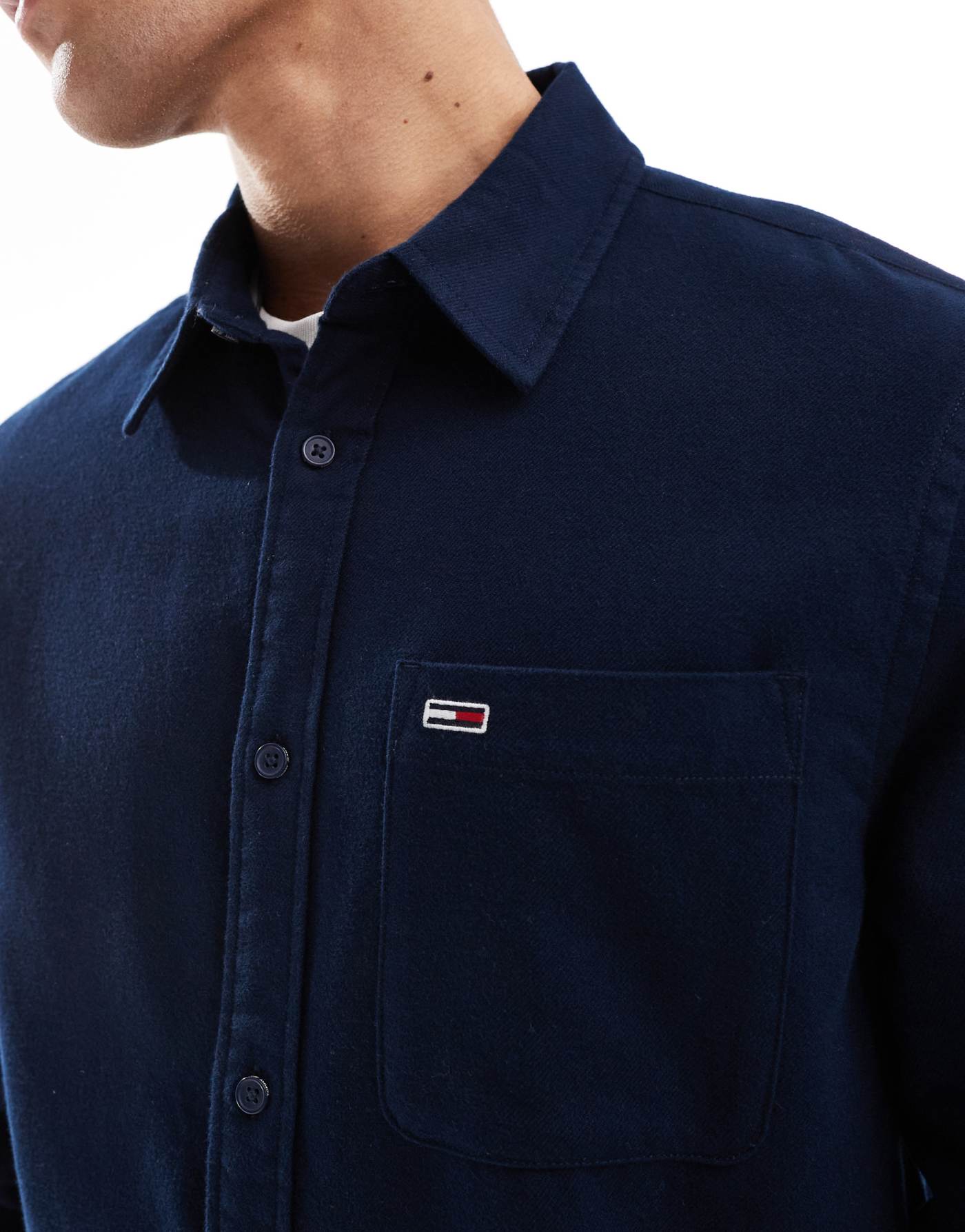 Tommy Jeans logo flannel shirt in navy