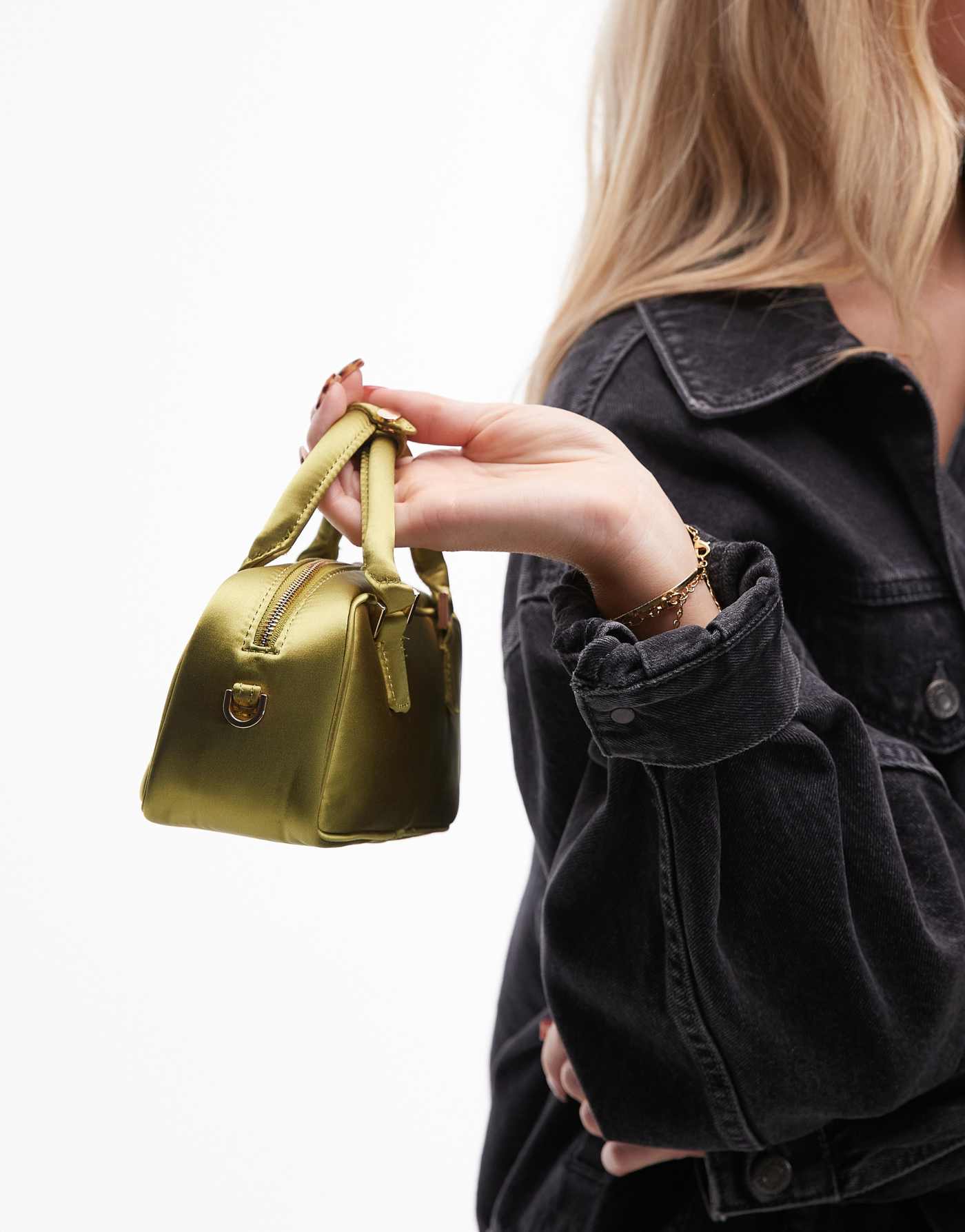 Mango mini shiny handbag in green