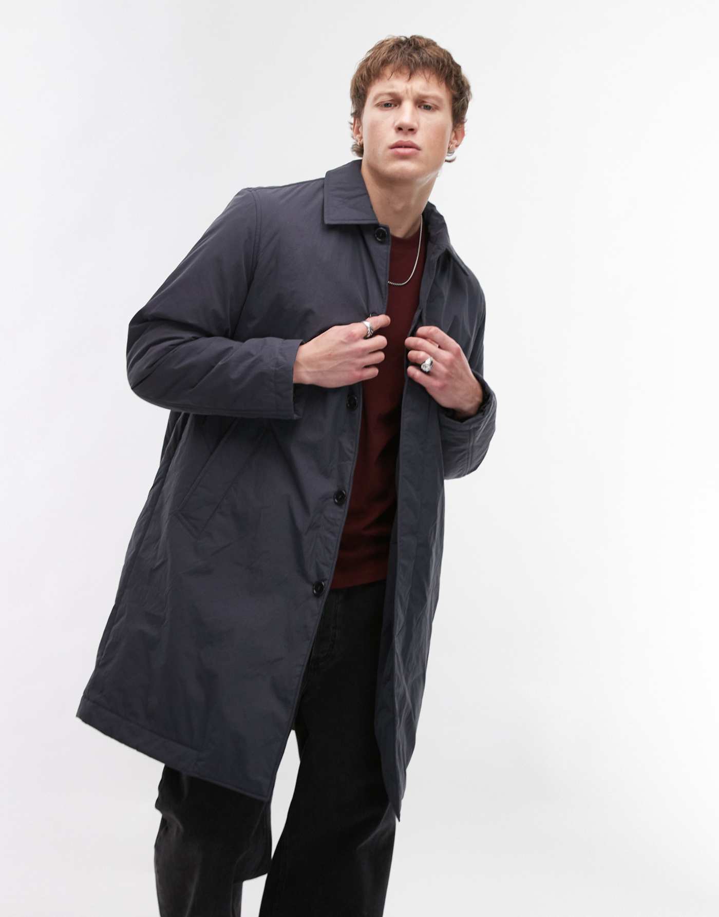 ARKET padded overcoat in grey blue