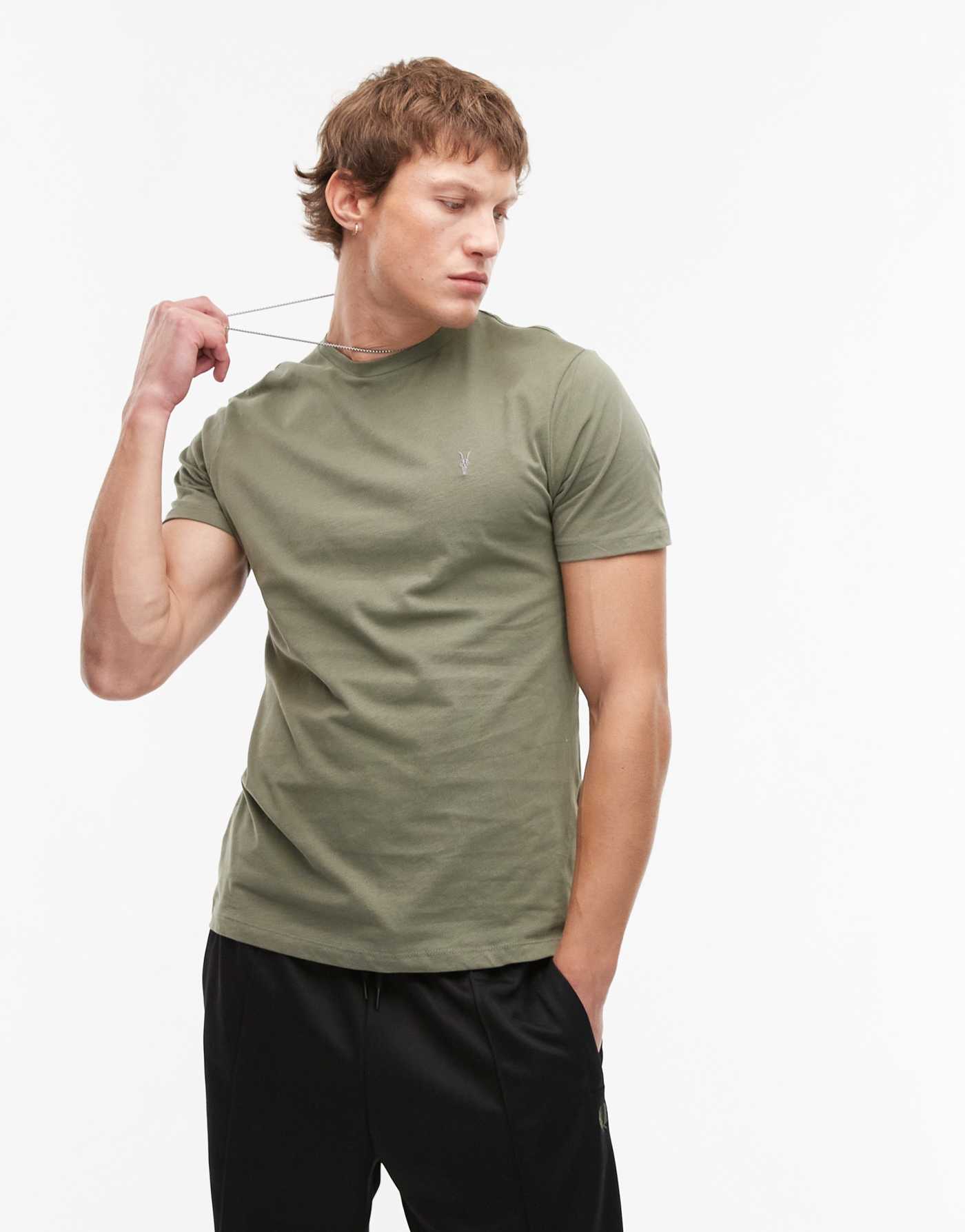 AllSaints Brace brushed cotton t-shirt in light green