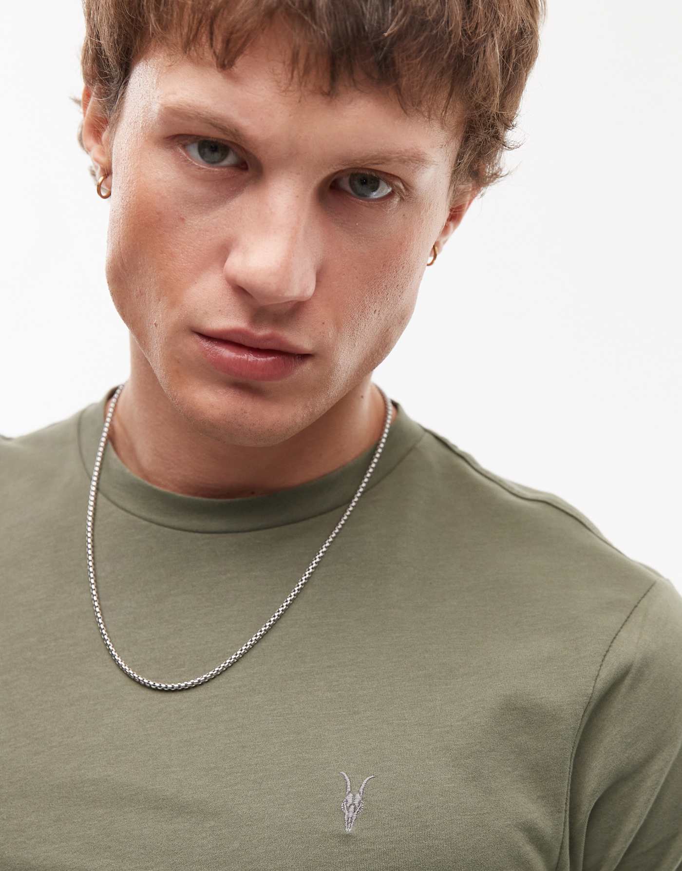 AllSaints Brace brushed cotton t-shirt in light green