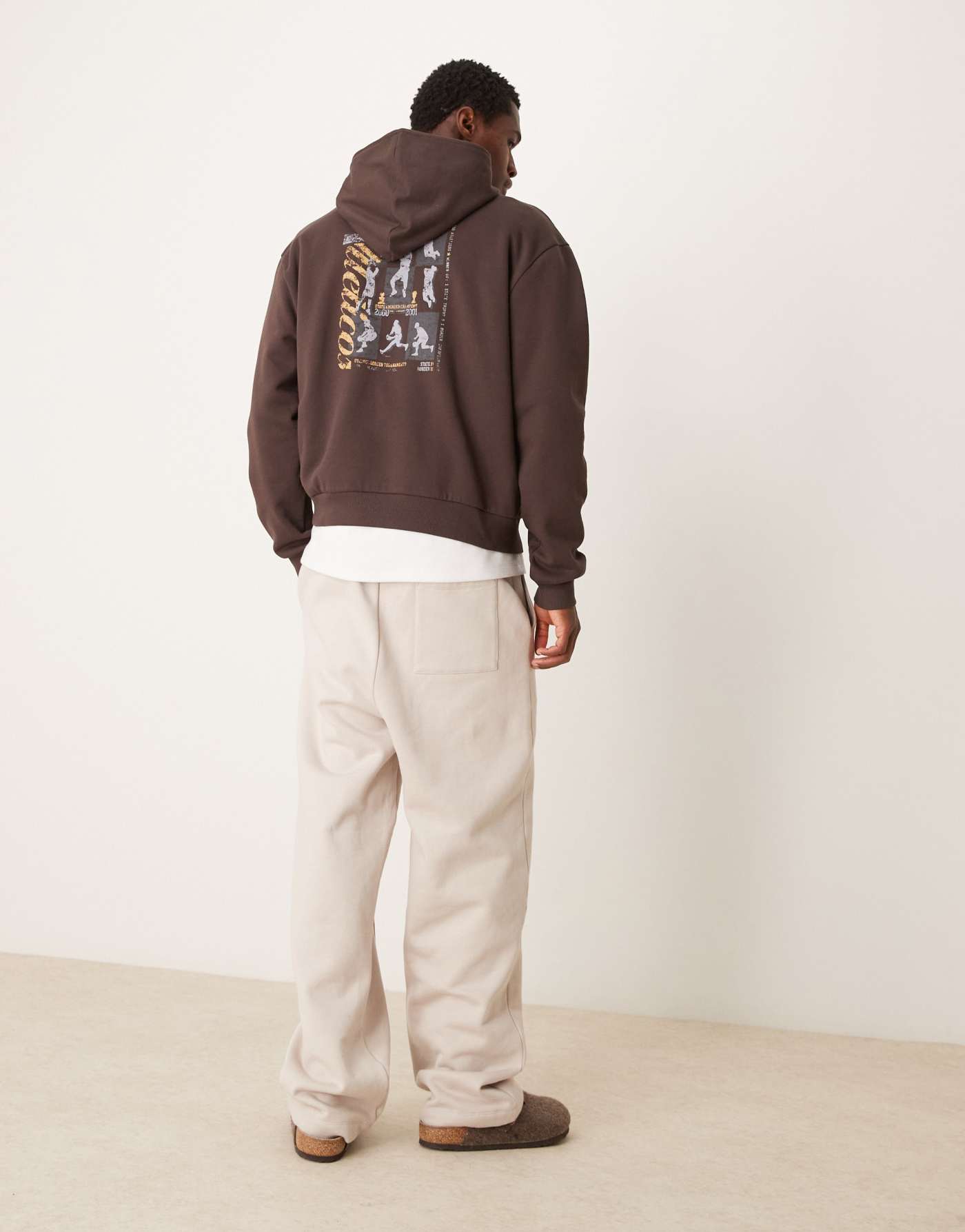 ASOS DESIGN oversized boxy hoodie with back print in brown