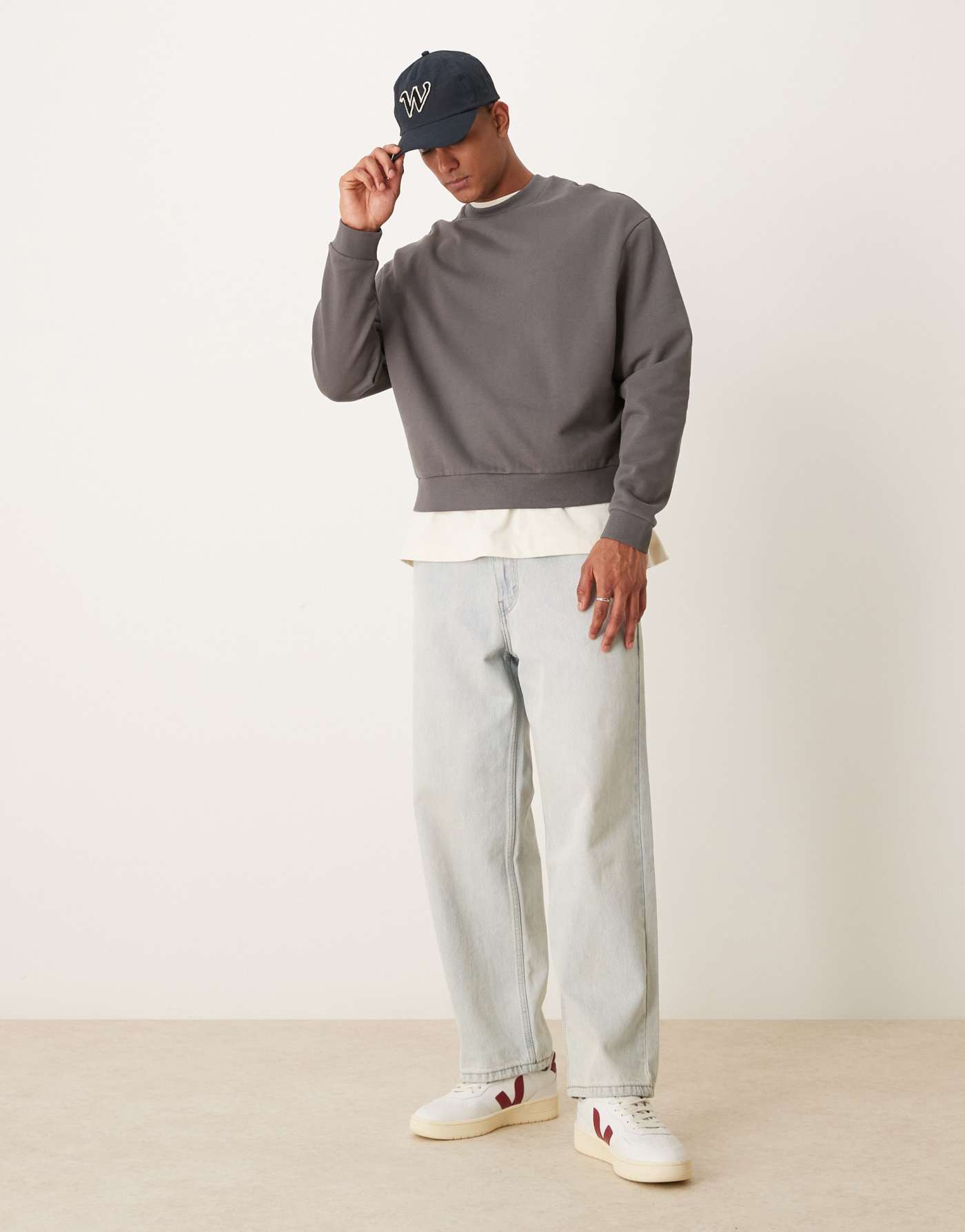 ASOS DESIGN essential boxy oversized sweatshirt in charcoal