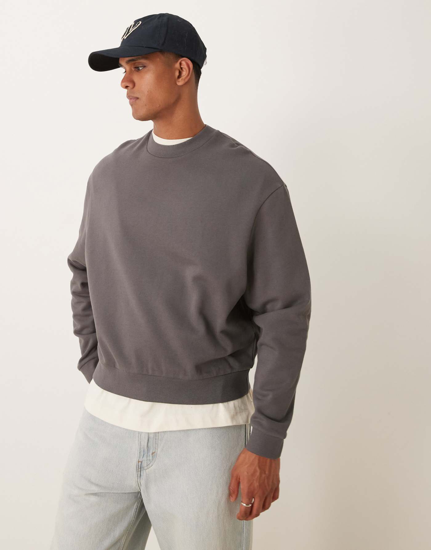 ASOS DESIGN essential boxy oversized sweatshirt in charcoal