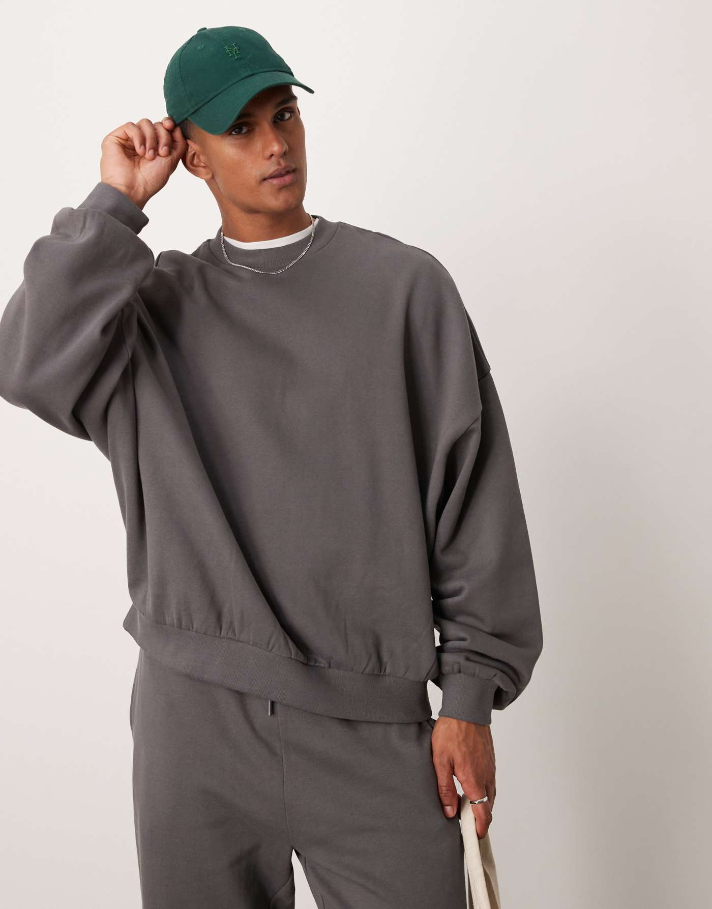 ASOS DESIGN essential extreme oversized sweatshirt in charcoal