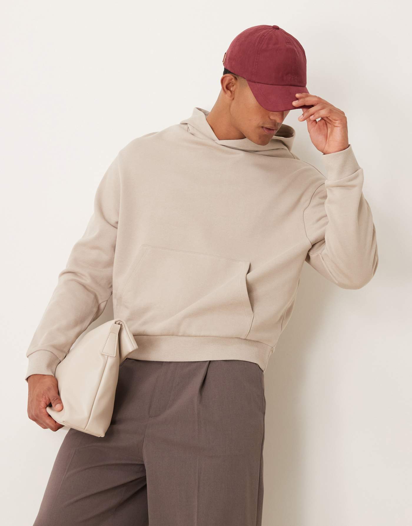 ASOS DESIGN essential boxy oversized hoodie in beige