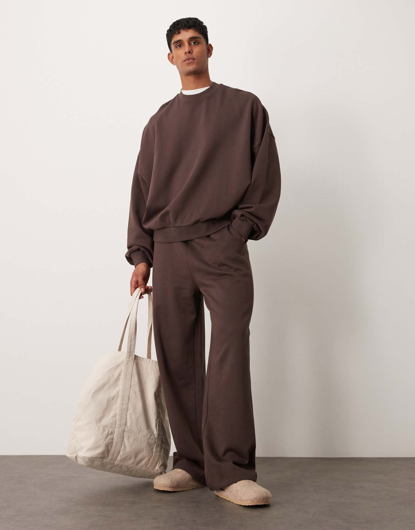 ASOS DESIGN essential extreme oversized sweatshirt in brown