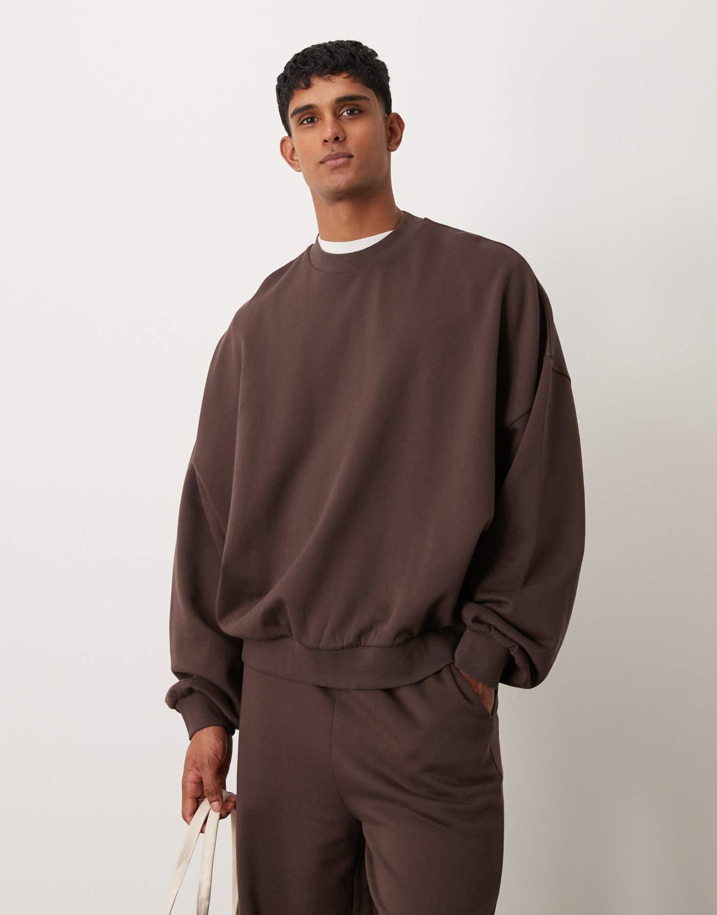 ASOS DESIGN essential extreme oversized sweatshirt in brown