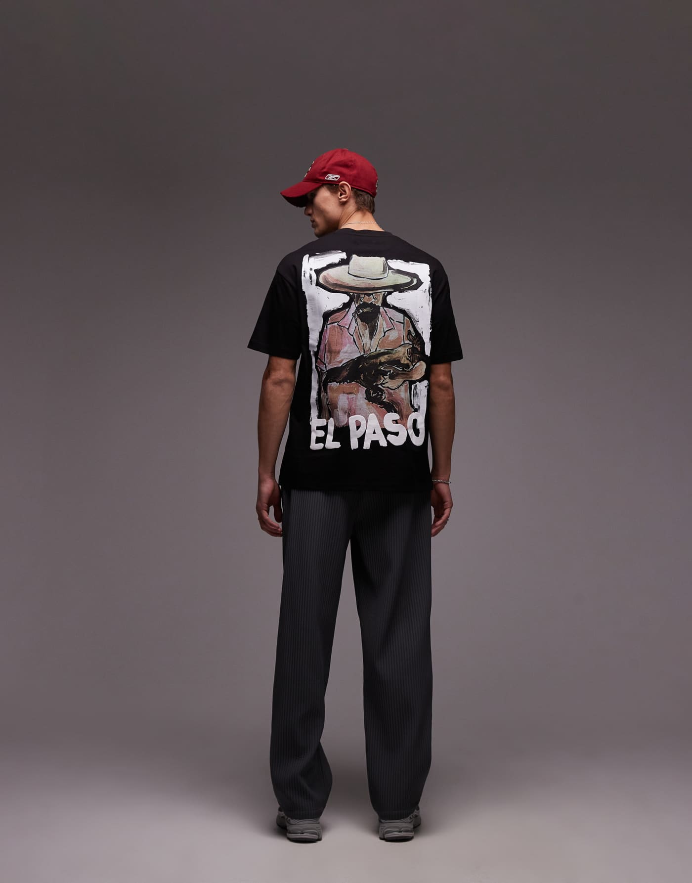 Topman premium oversized fit t-shirt with front and back El Paso print in black