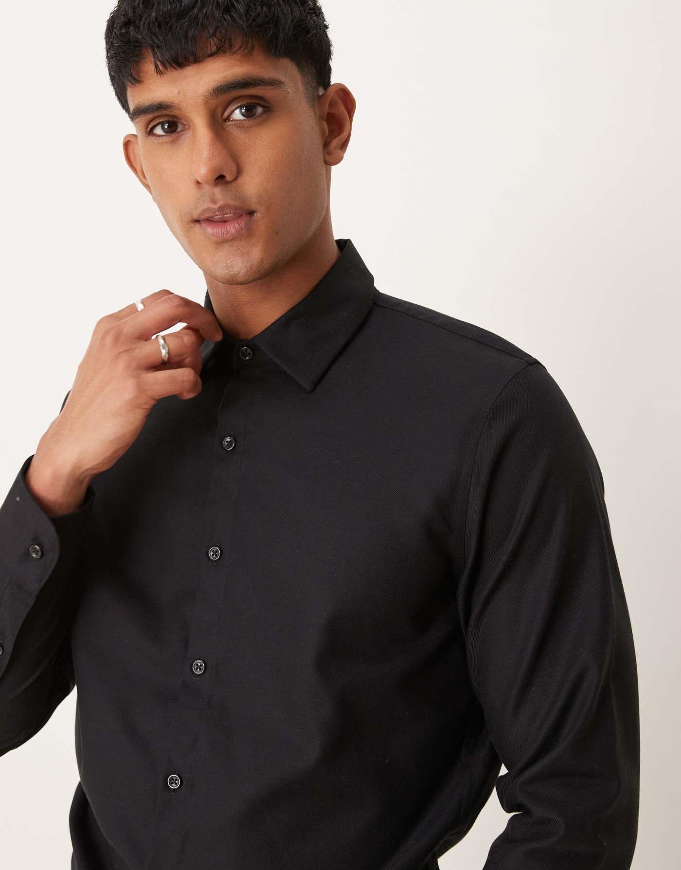 Abercrombie & Fitch long sleeve suiting shirt in black