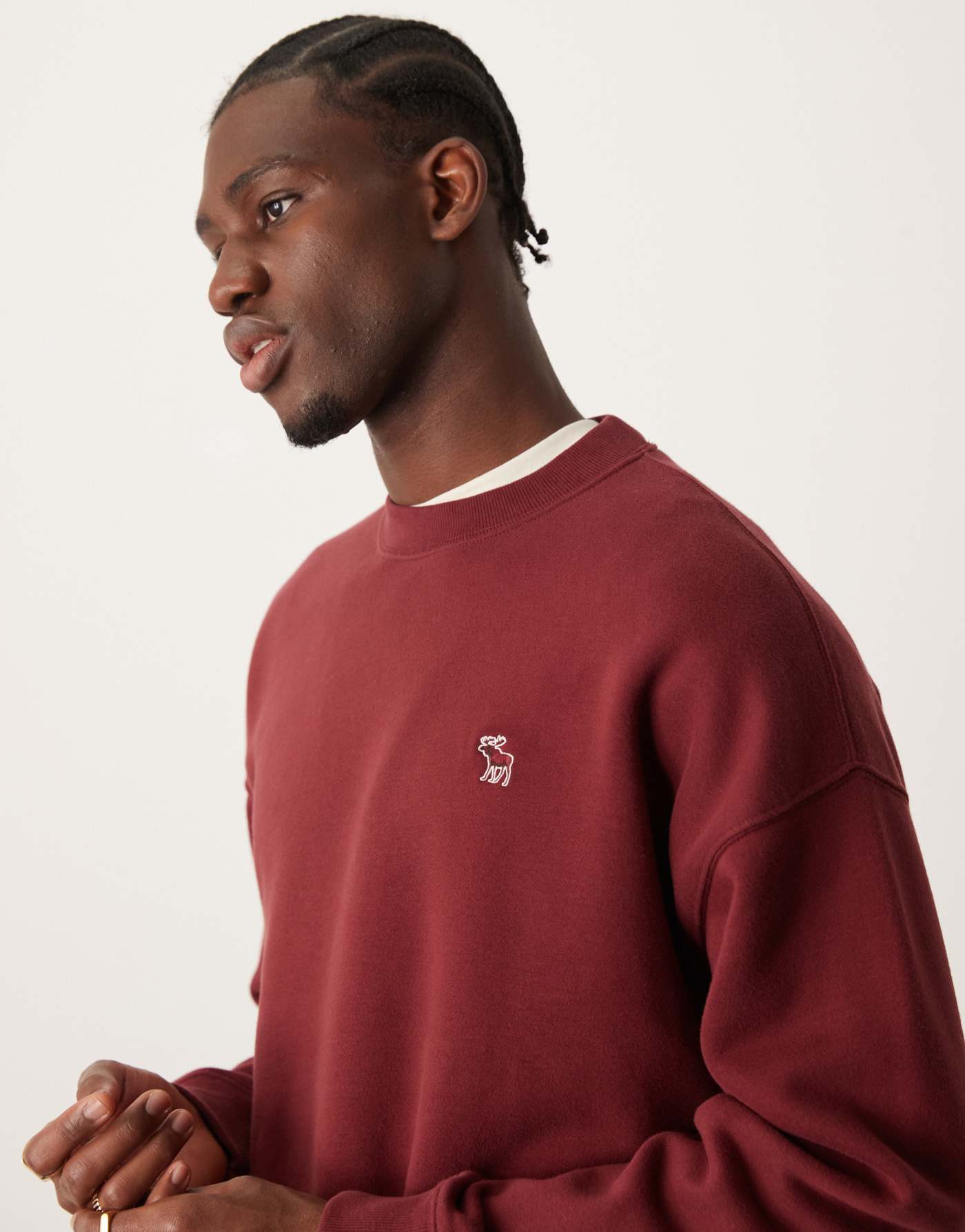 Abercrombie & Fitch elevated icon crew sweatshirt in red