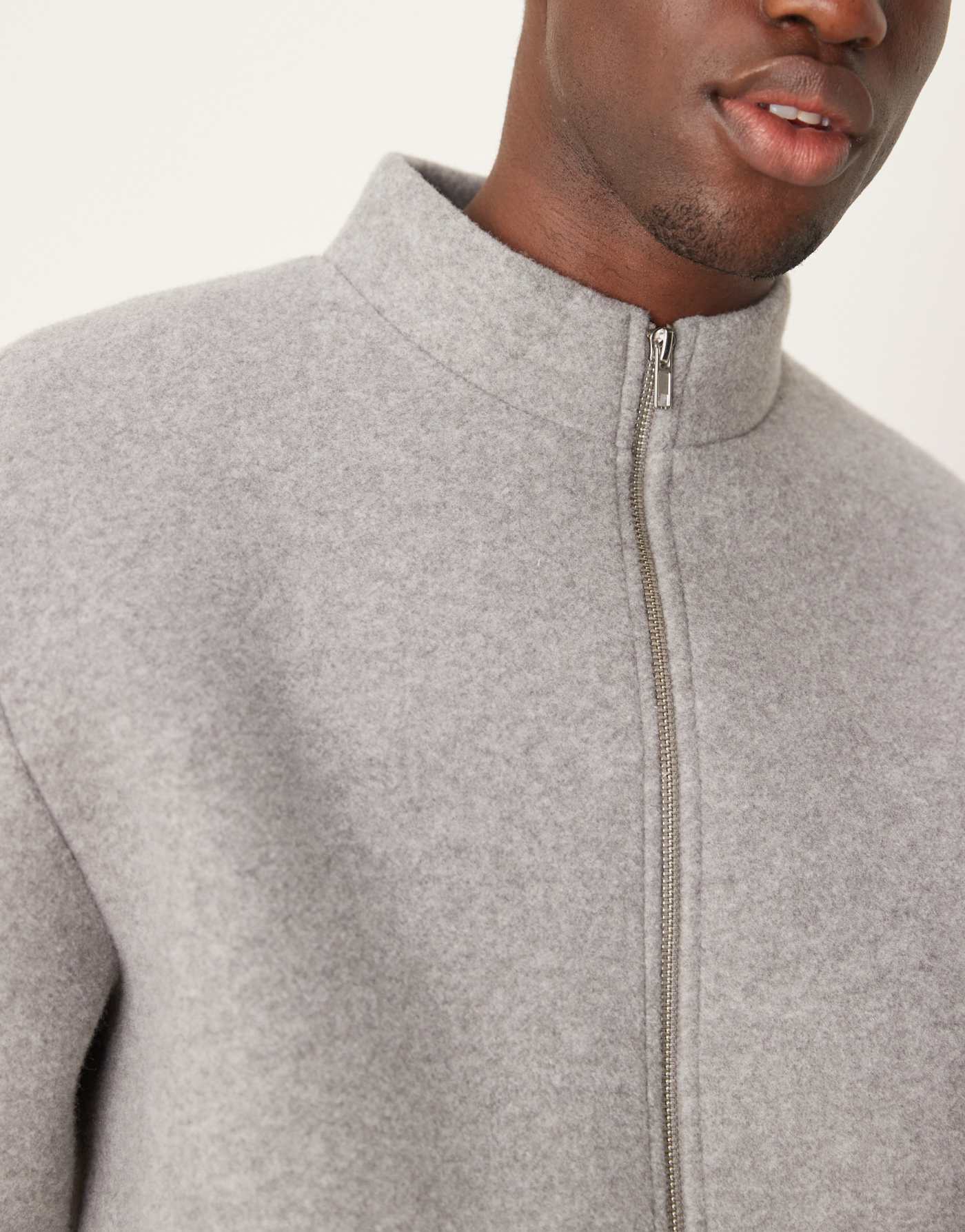 ASOS DESIGN Premium boxy oversized Scuba felt zip through track jacket in grey marl