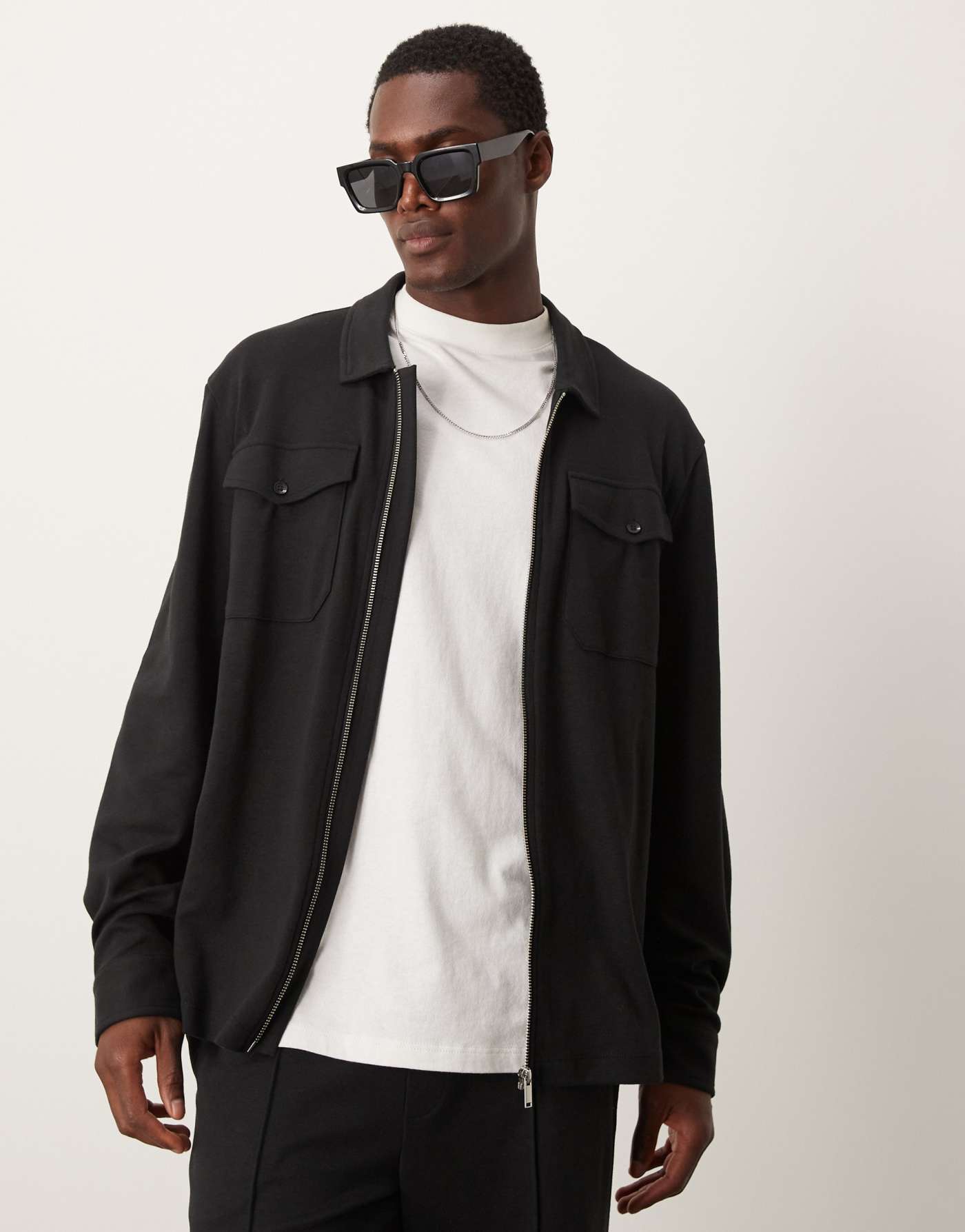 New Look jersey overshirt co-ord in black