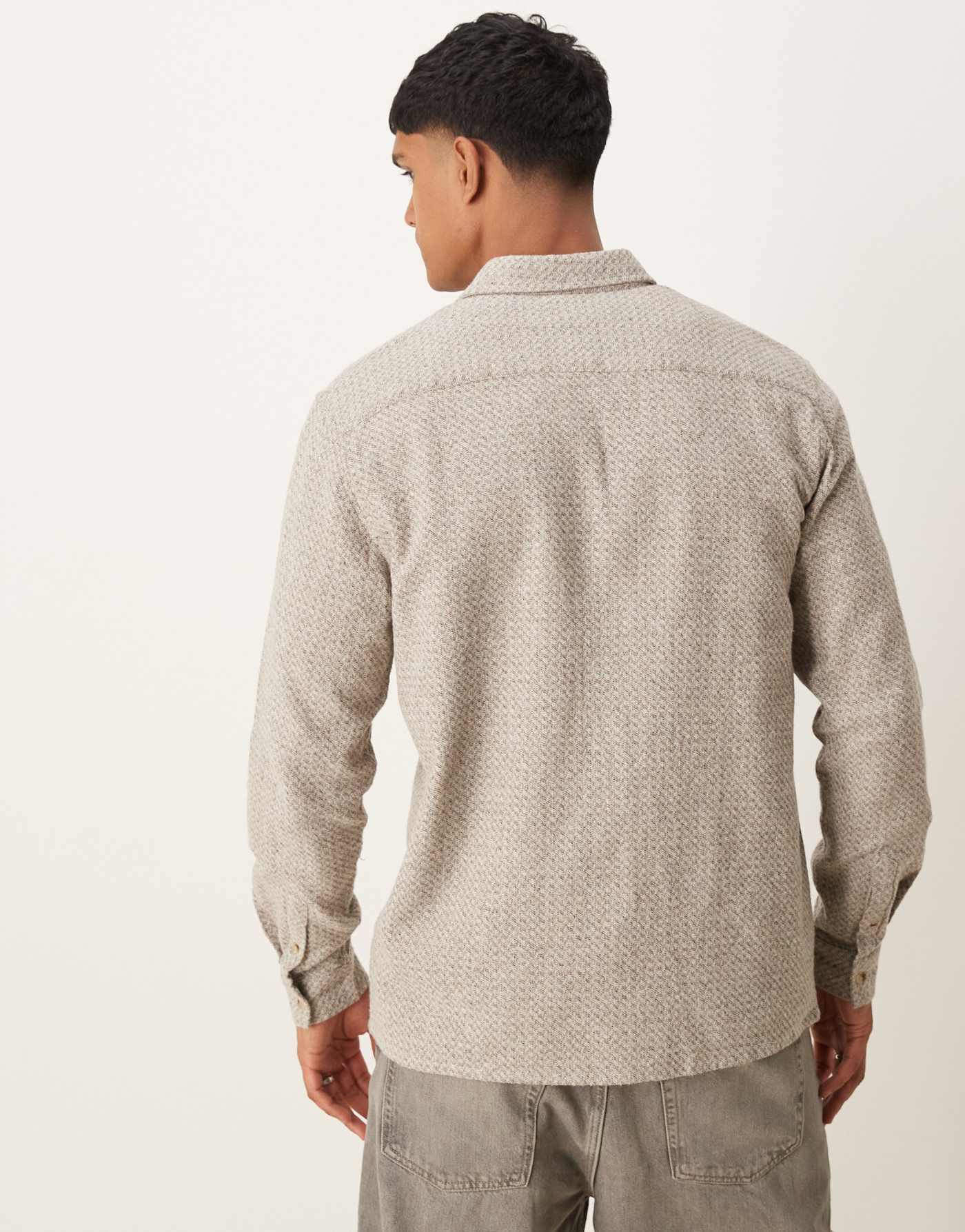 New Look herringbone overshirt in oatmeal