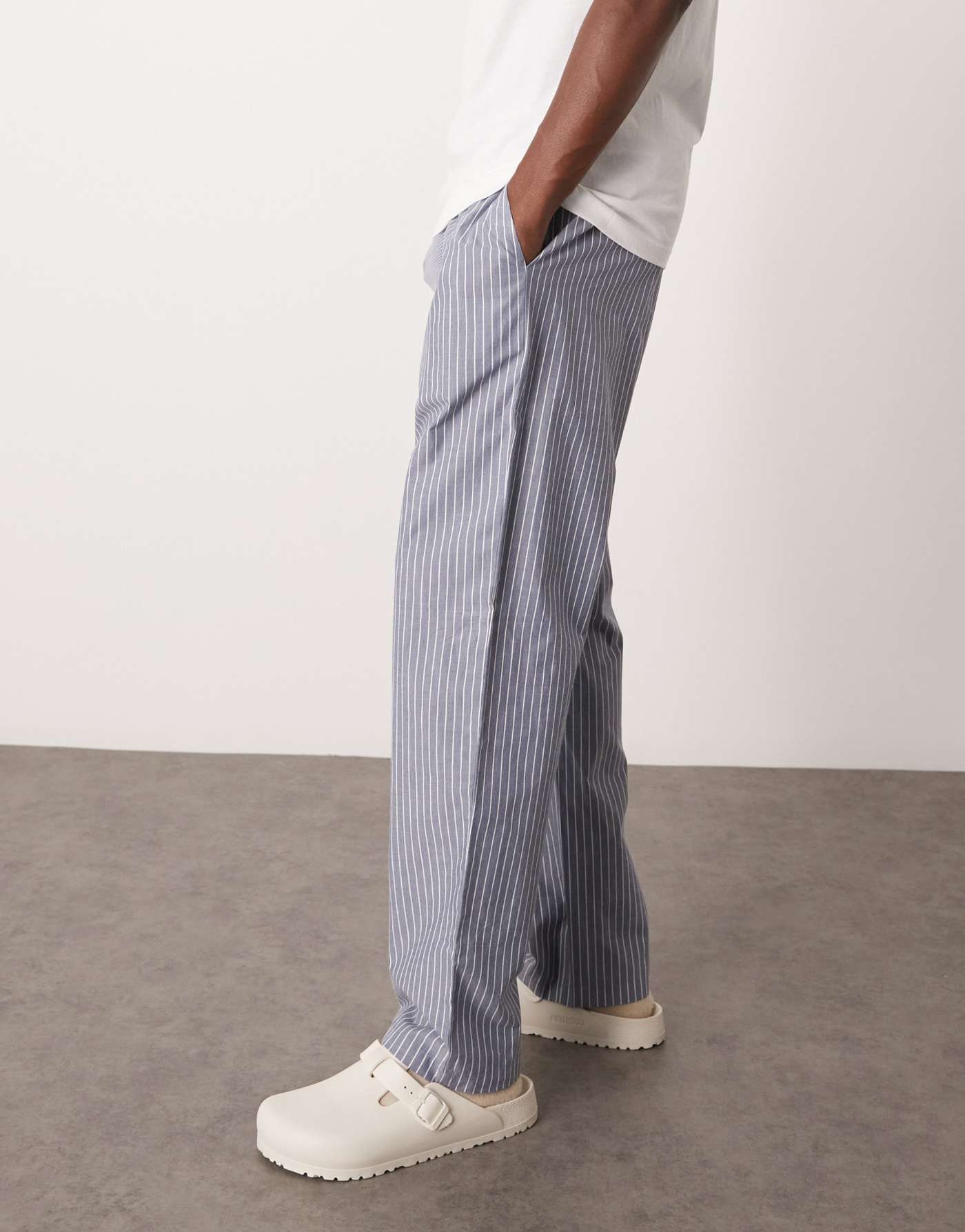 New Look woven stripe pyjama bottoms in petrol blue