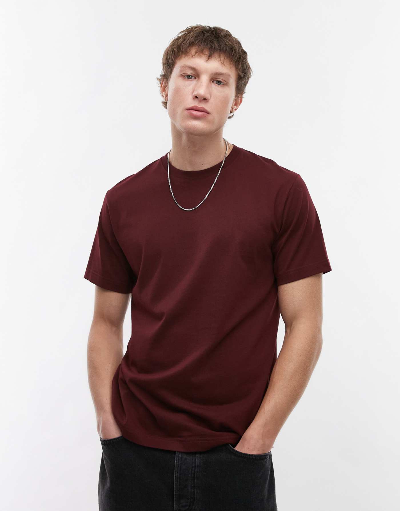 ARKET jersey t-shirt in burgundy