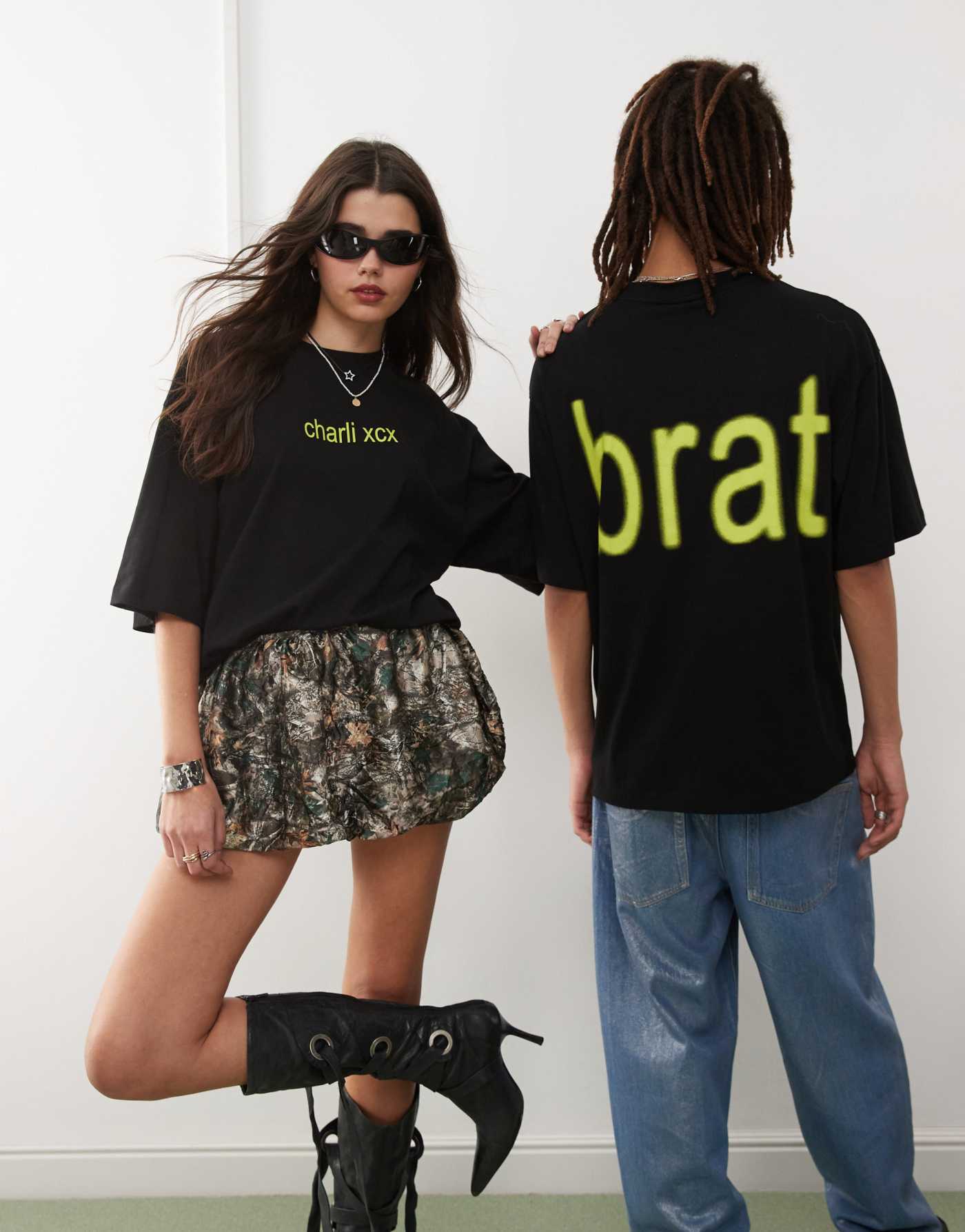 COLLUSION Unisex official Charli XCX BRAT boxy skater fit t-shirt in black