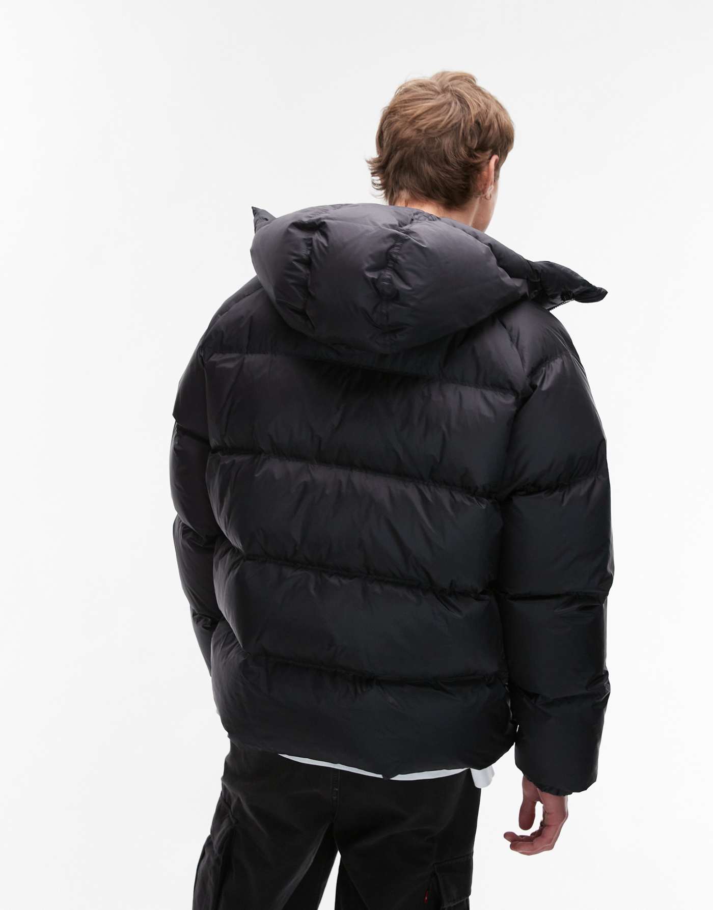 ARKET sporty down jacket with hood in black