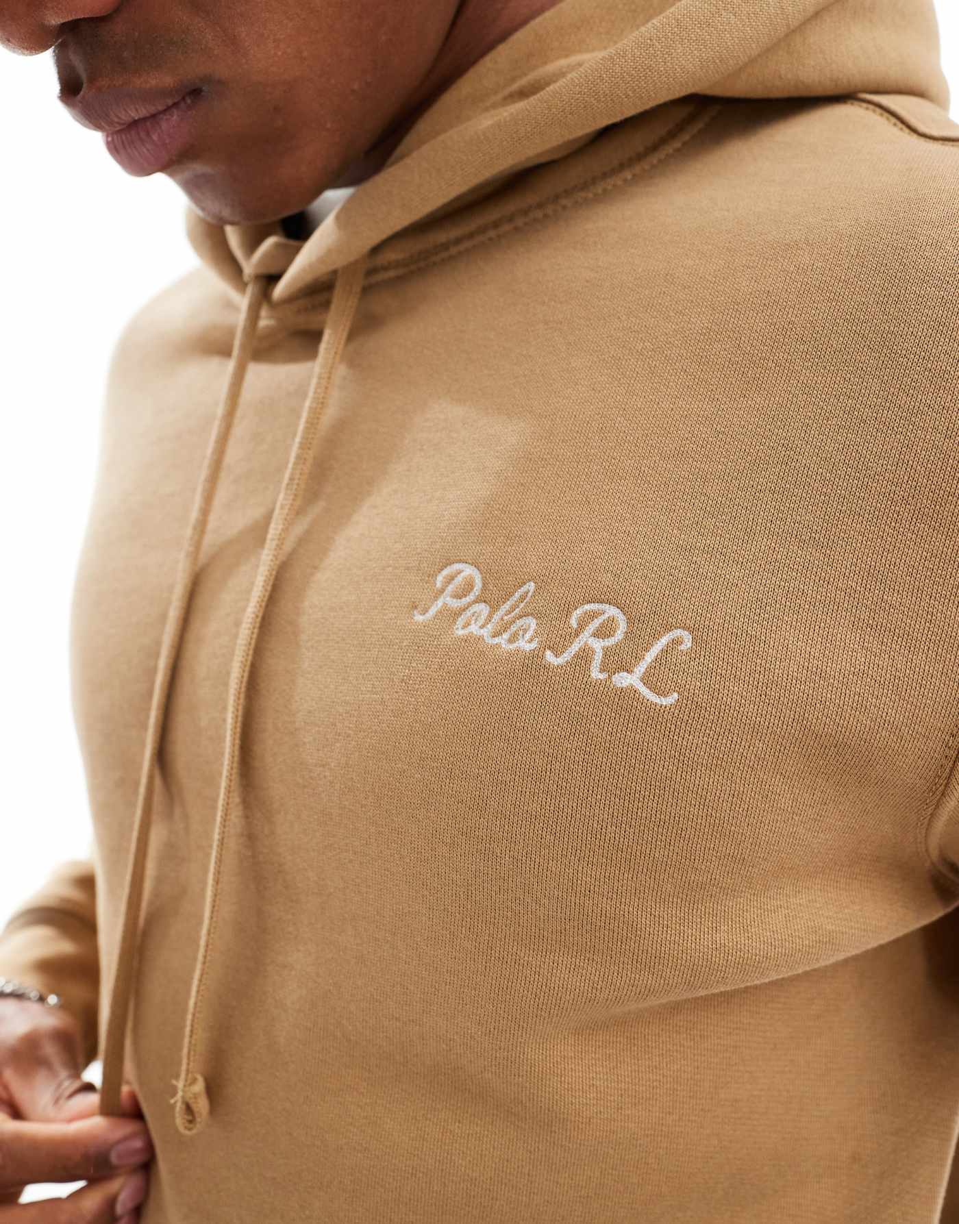 Polo Ralph Lauren explorer bear back print fleece hoodie in camel