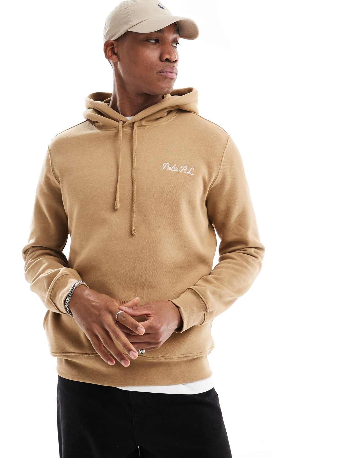 Polo Ralph Lauren explorer bear back print fleece hoodie in camel