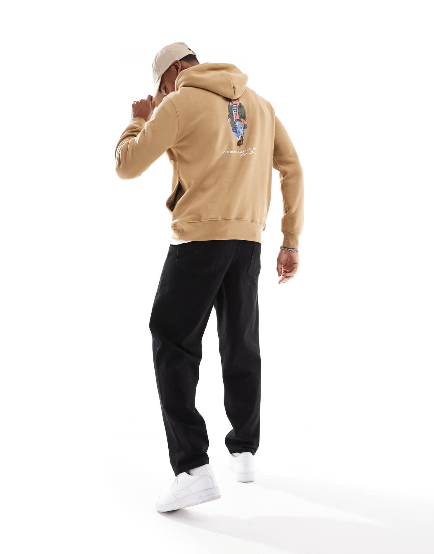 Polo Ralph Lauren explorer bear back print fleece hoodie in camel