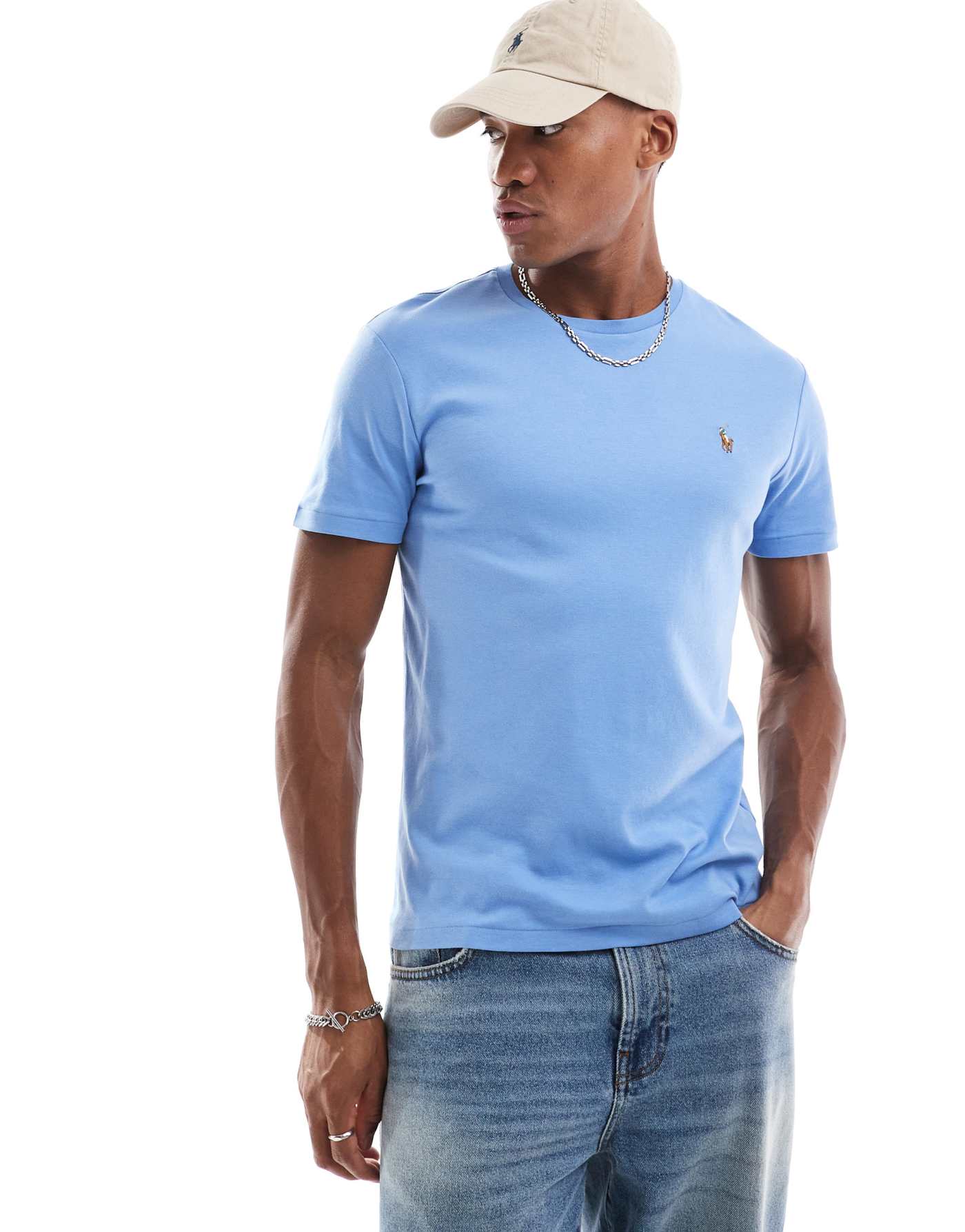 Polo Ralph Lauren icon logo pima cotton t-shirt in blue marl