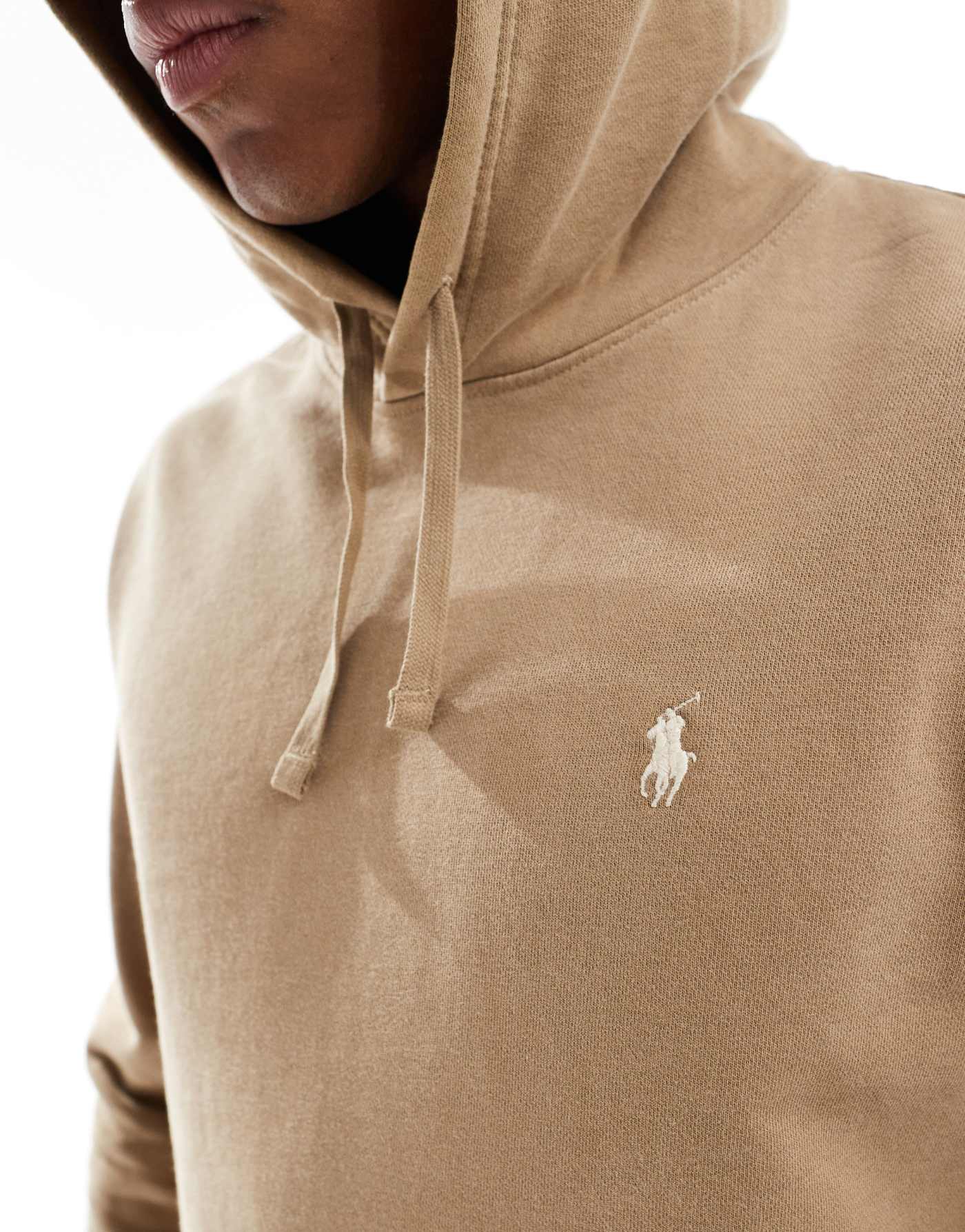 Polo Ralph Lauren icon logo loopback terry hoodie in khaki tan