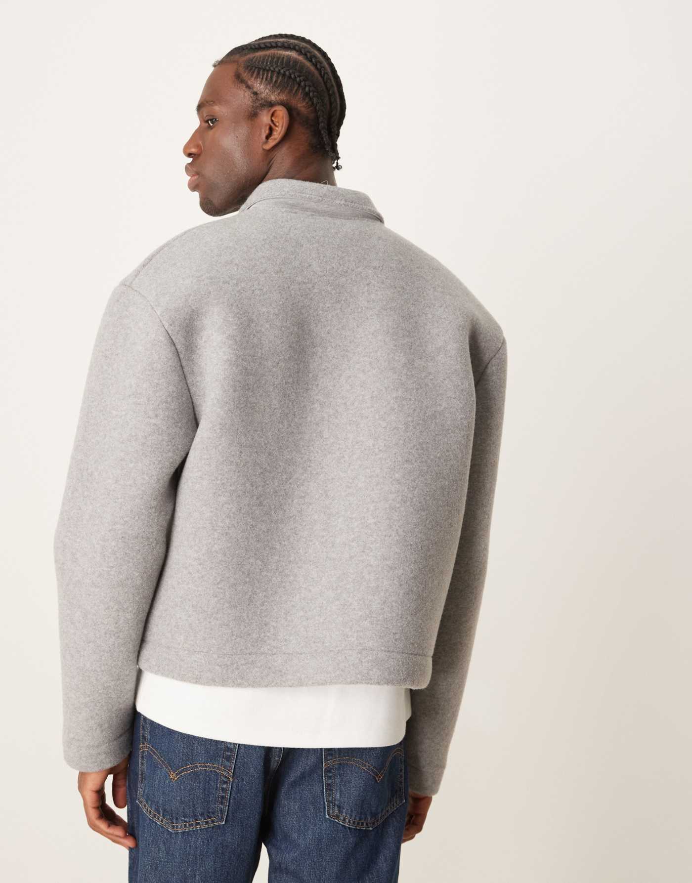 ASOS DESIGN Premium felt oversized shacket in grey marl