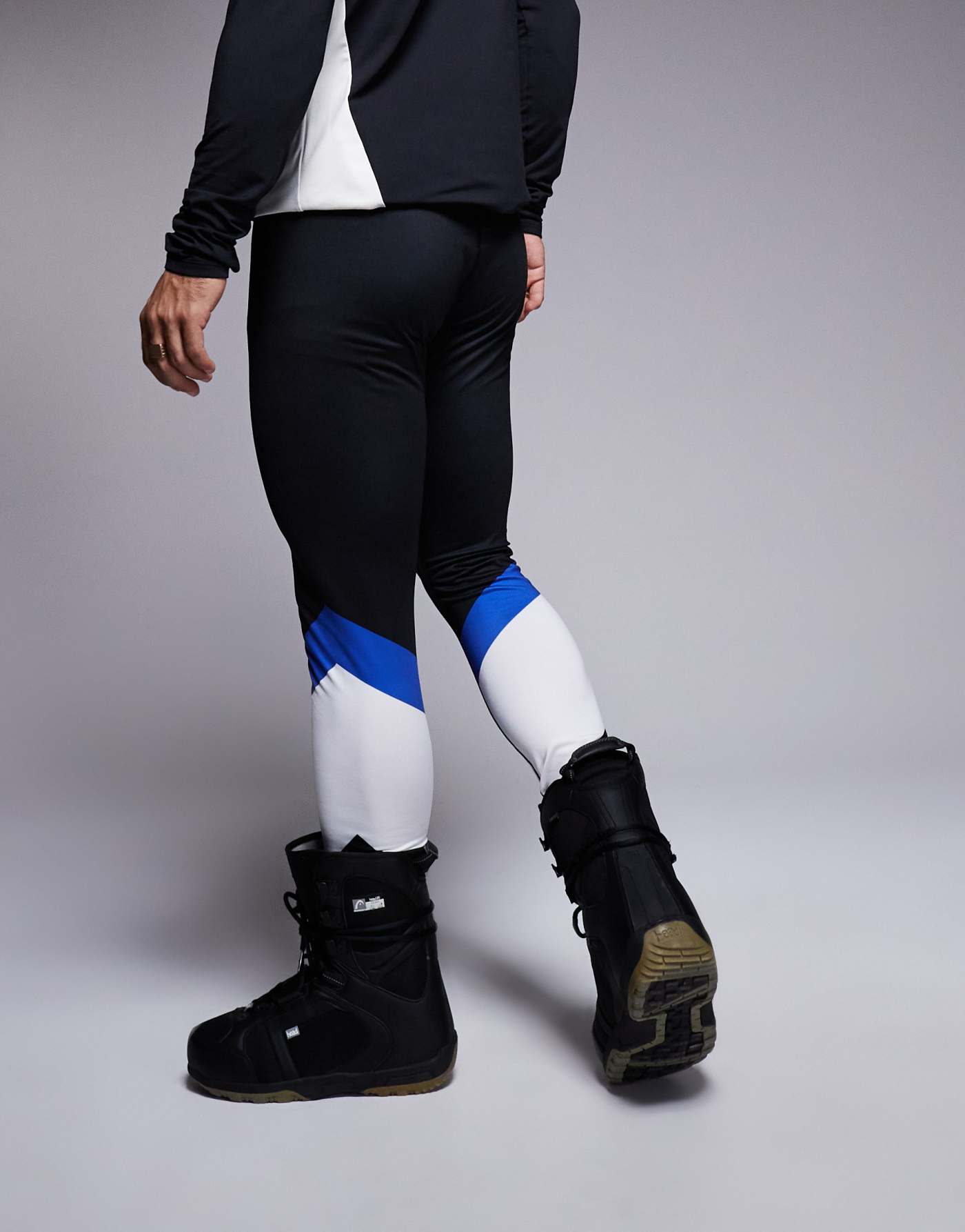 South Beach Ski fleece back stripe leggings in black