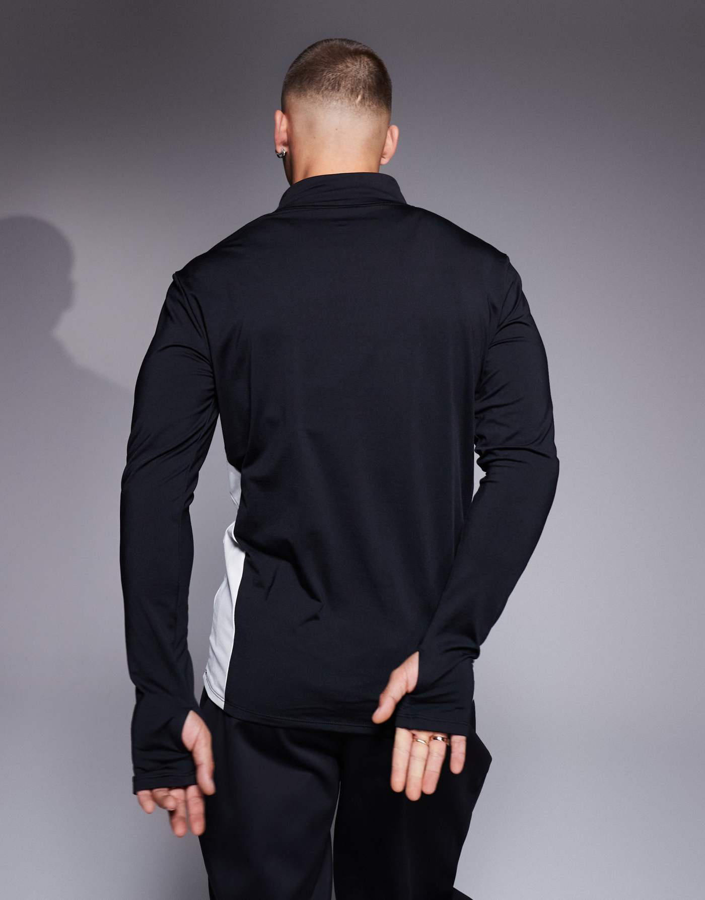 South Beach Ski fleece back 1/4 zip long sleeve top in black