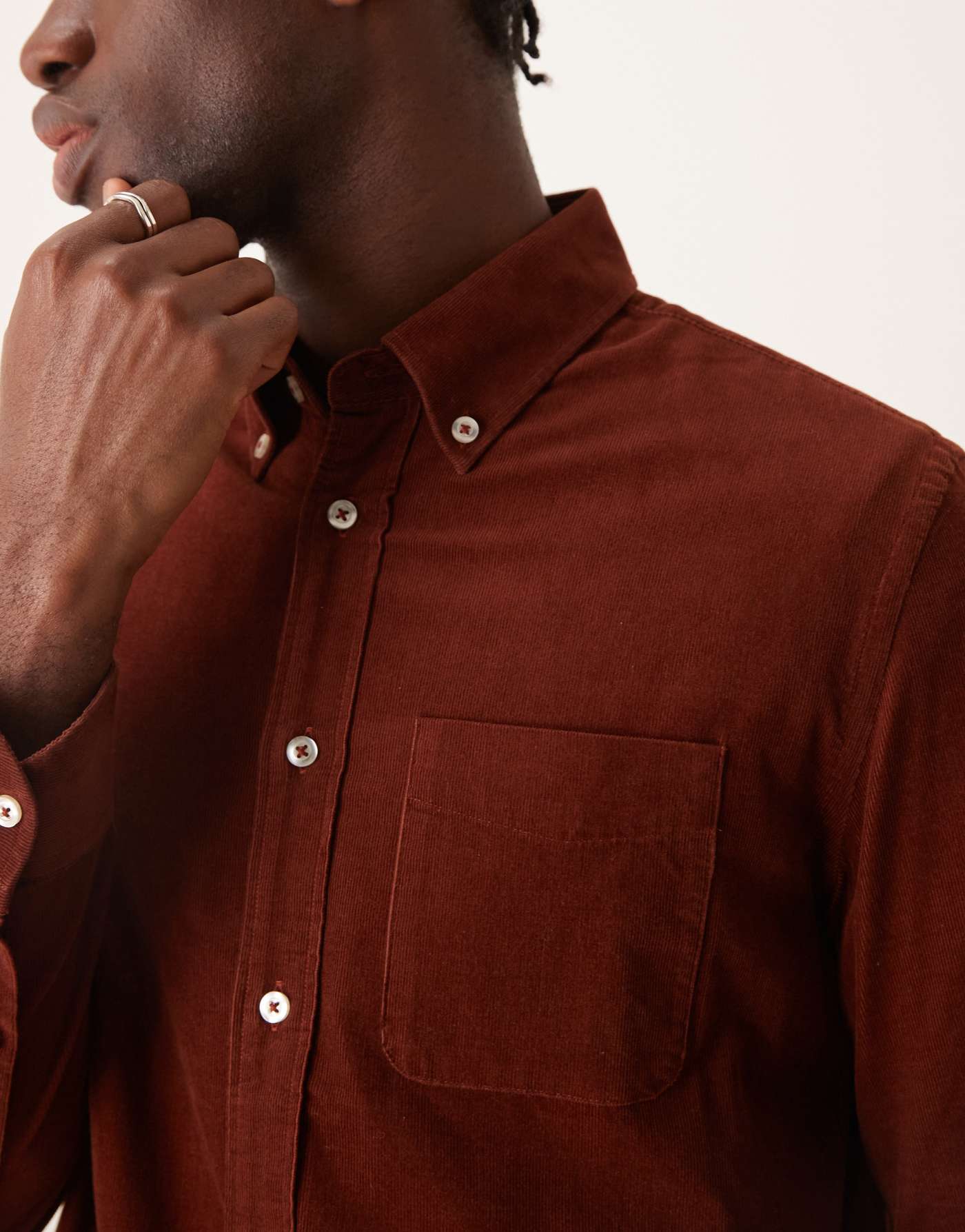 Mango classic fit corduroy shirt in red