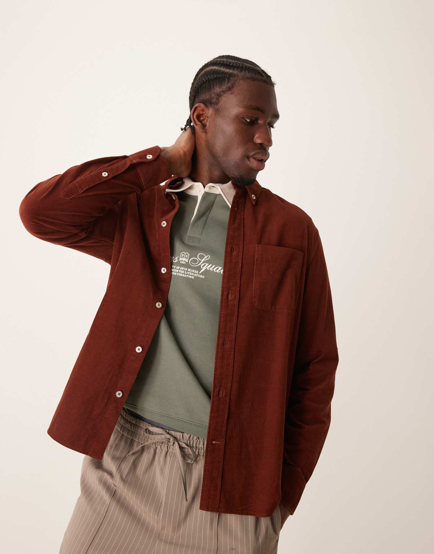 Mango classic fit corduroy shirt in red