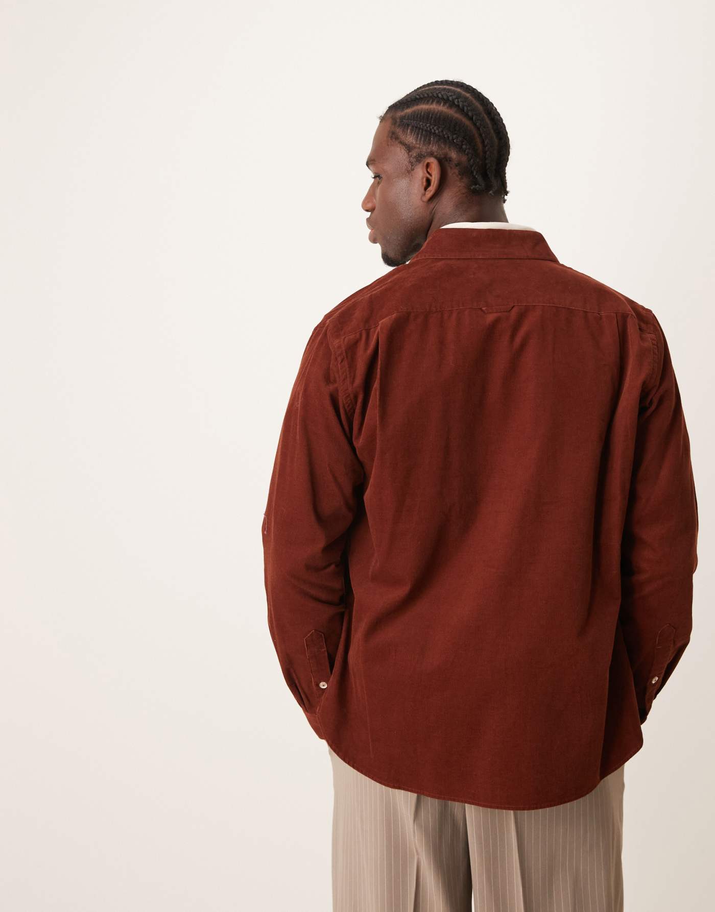 Mango classic fit corduroy shirt in red