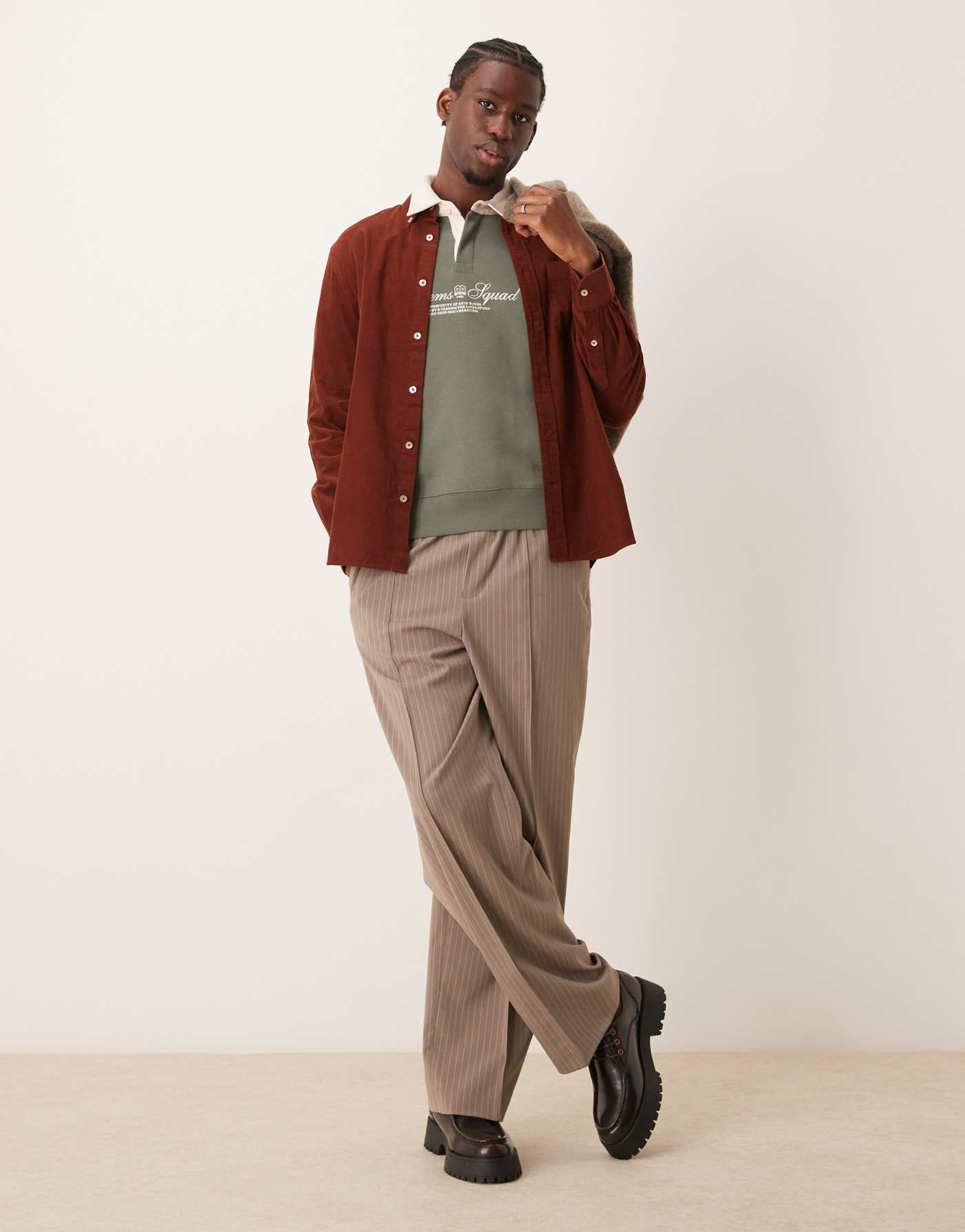 Mango classic fit corduroy shirt in red