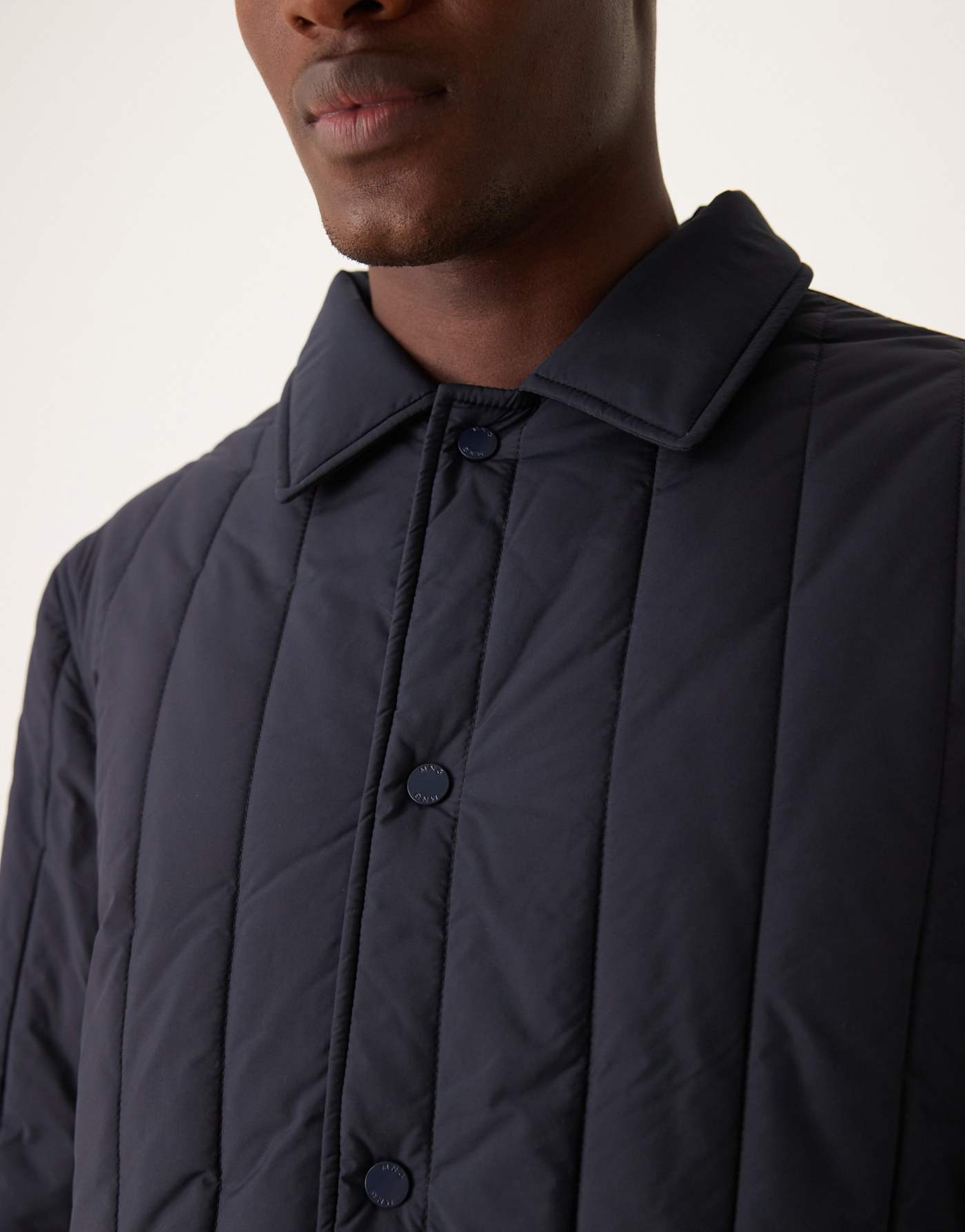 Mango technical quilted design jacket in navy