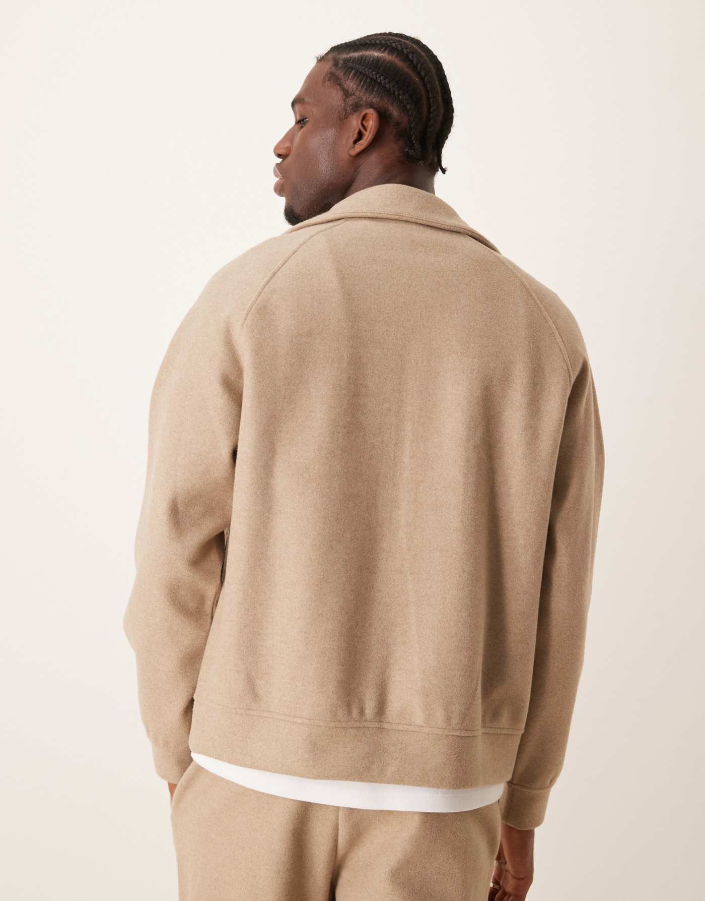 Mango soft touch zip down sweatshirt co-ord in beige