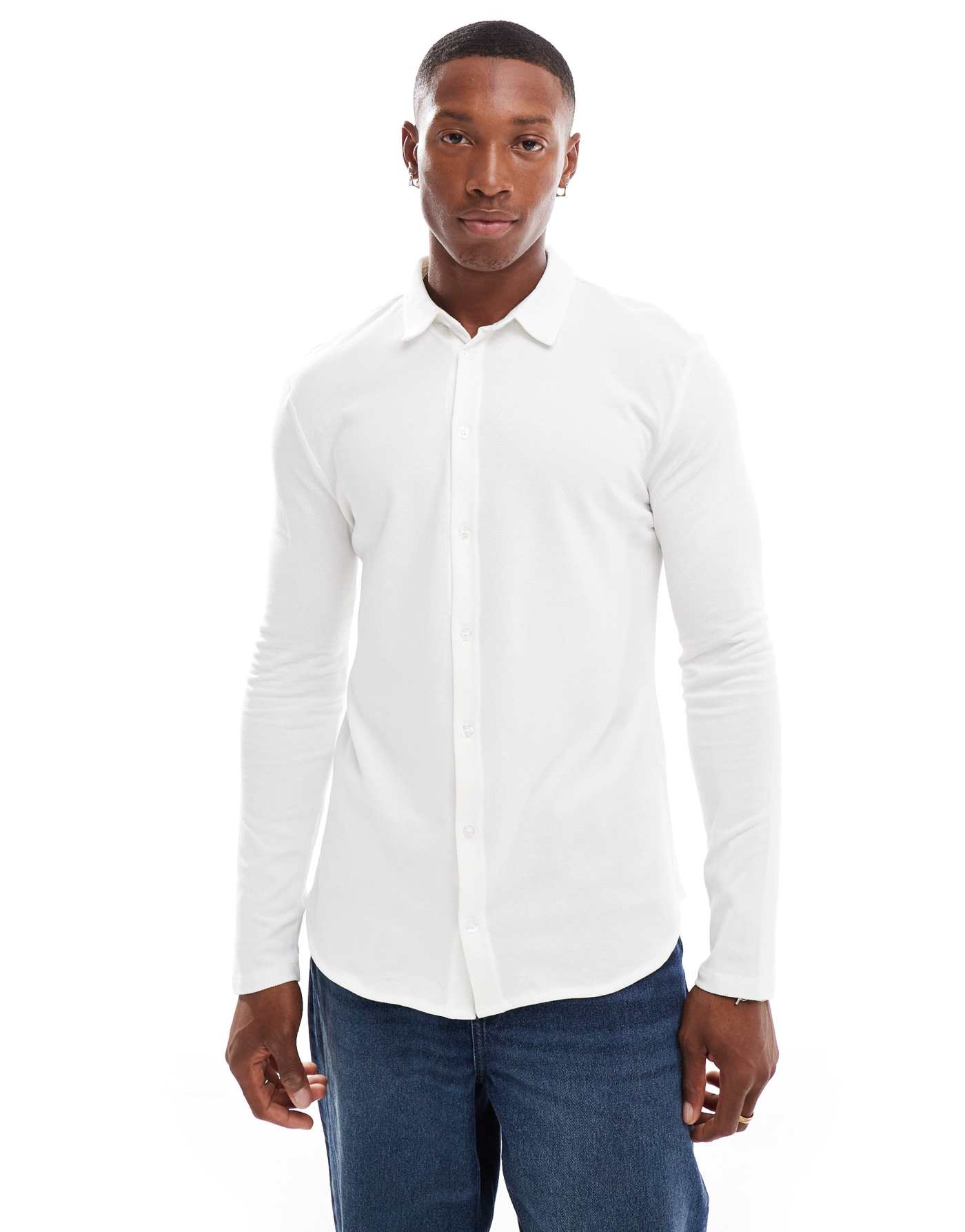 River Island long sleeve shirt in white