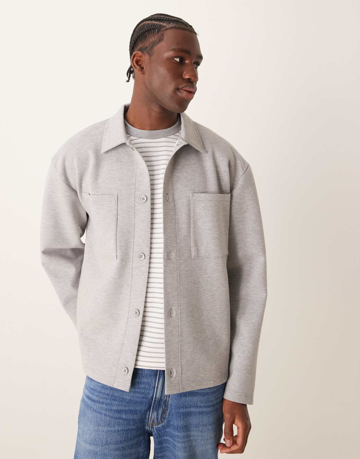 ASOS DESIGN oversized scuba shacket in grey marl