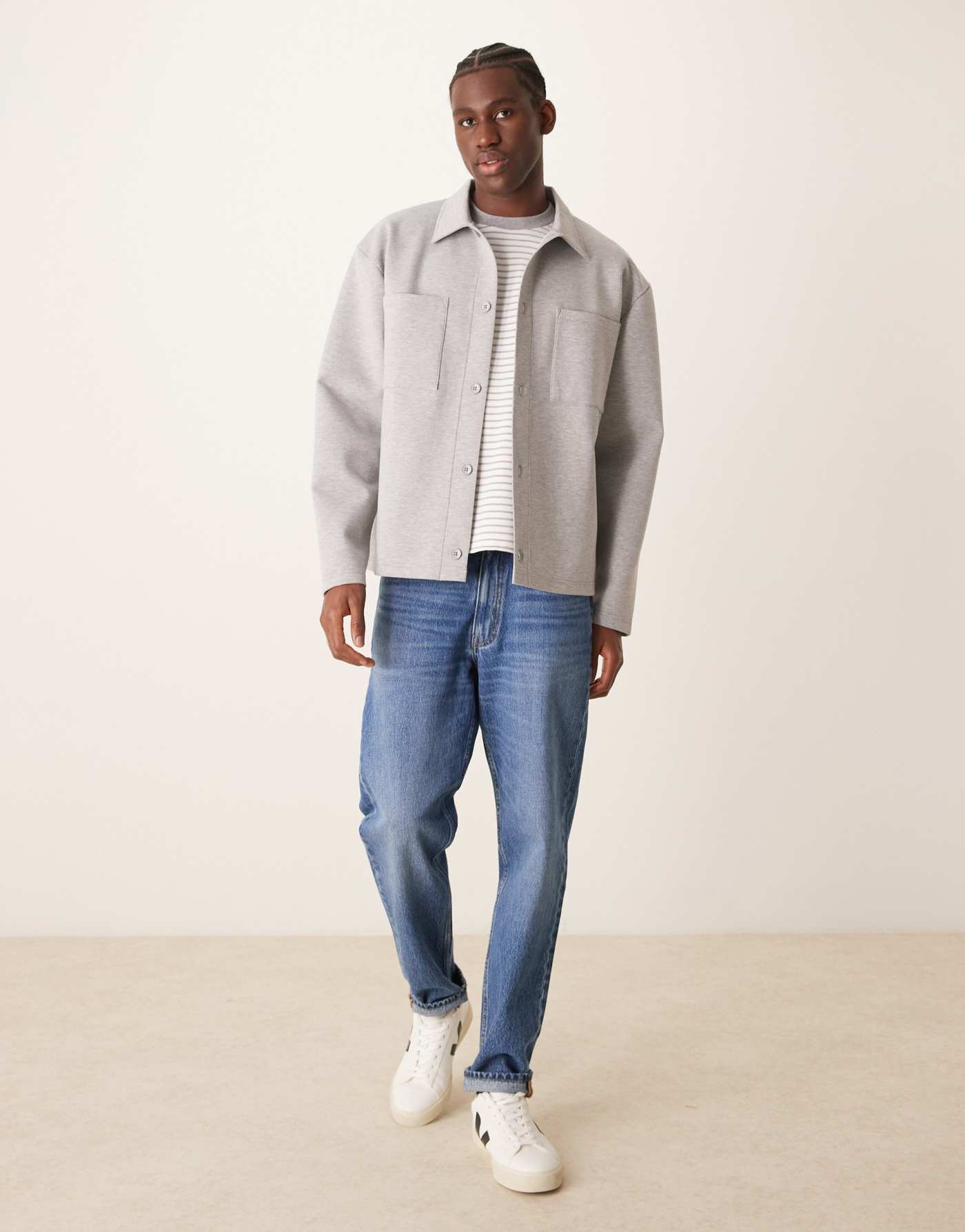 ASOS DESIGN oversized scuba shacket in grey marl